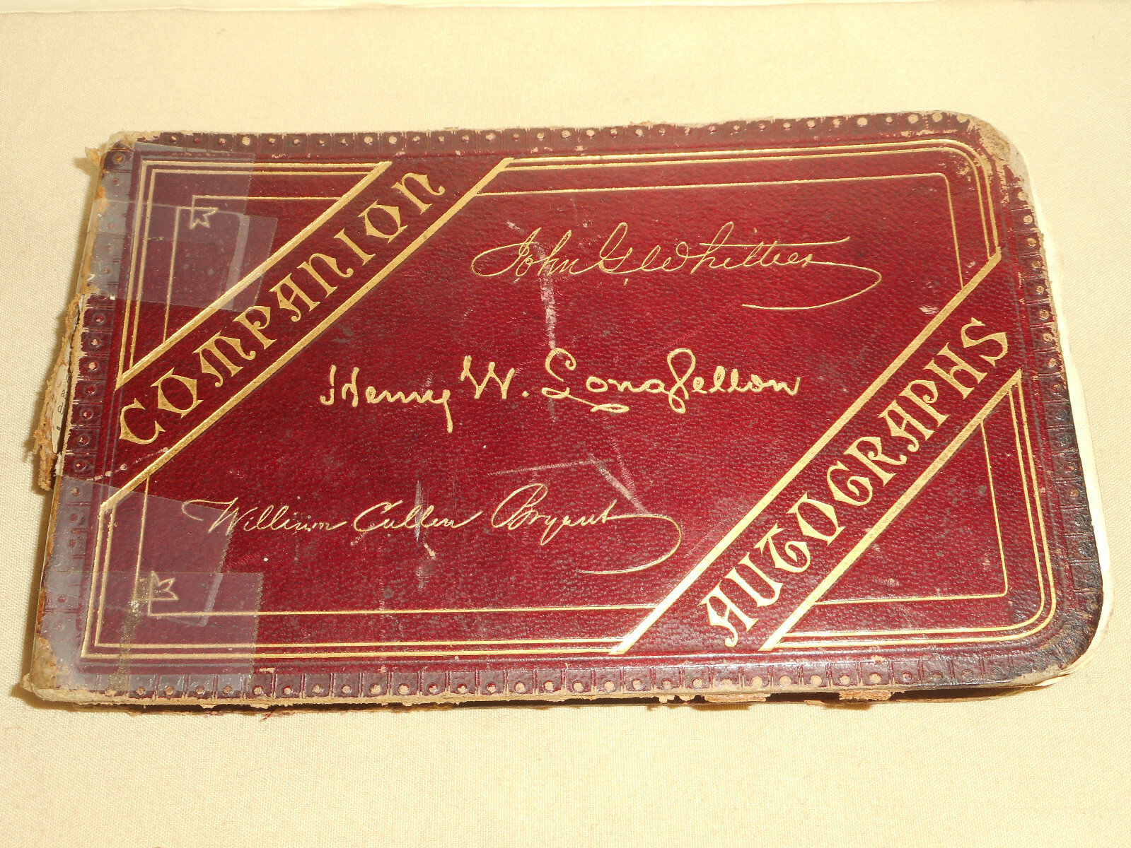 Antique 1877 Book COMPANION AUTOGRAPHS Famous Authors Poets Perry Mason & Co.