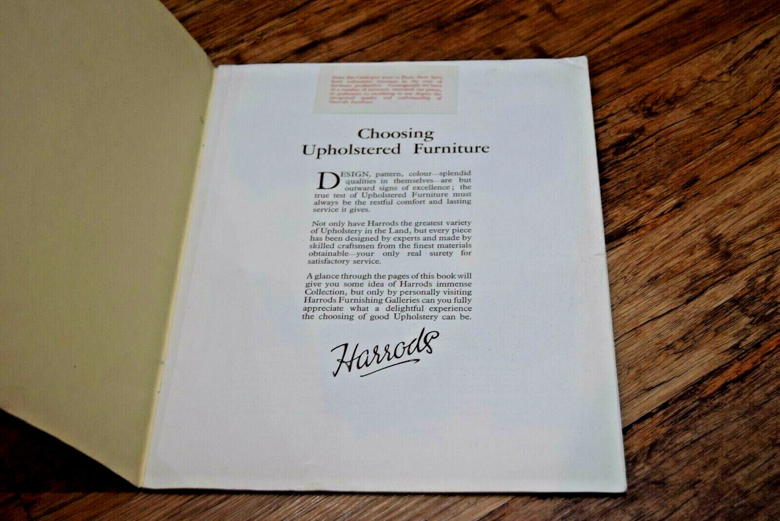 Vintage Harrods UPHOLSTERY / Furniture Catalogue Undated RARE – UK SELLER