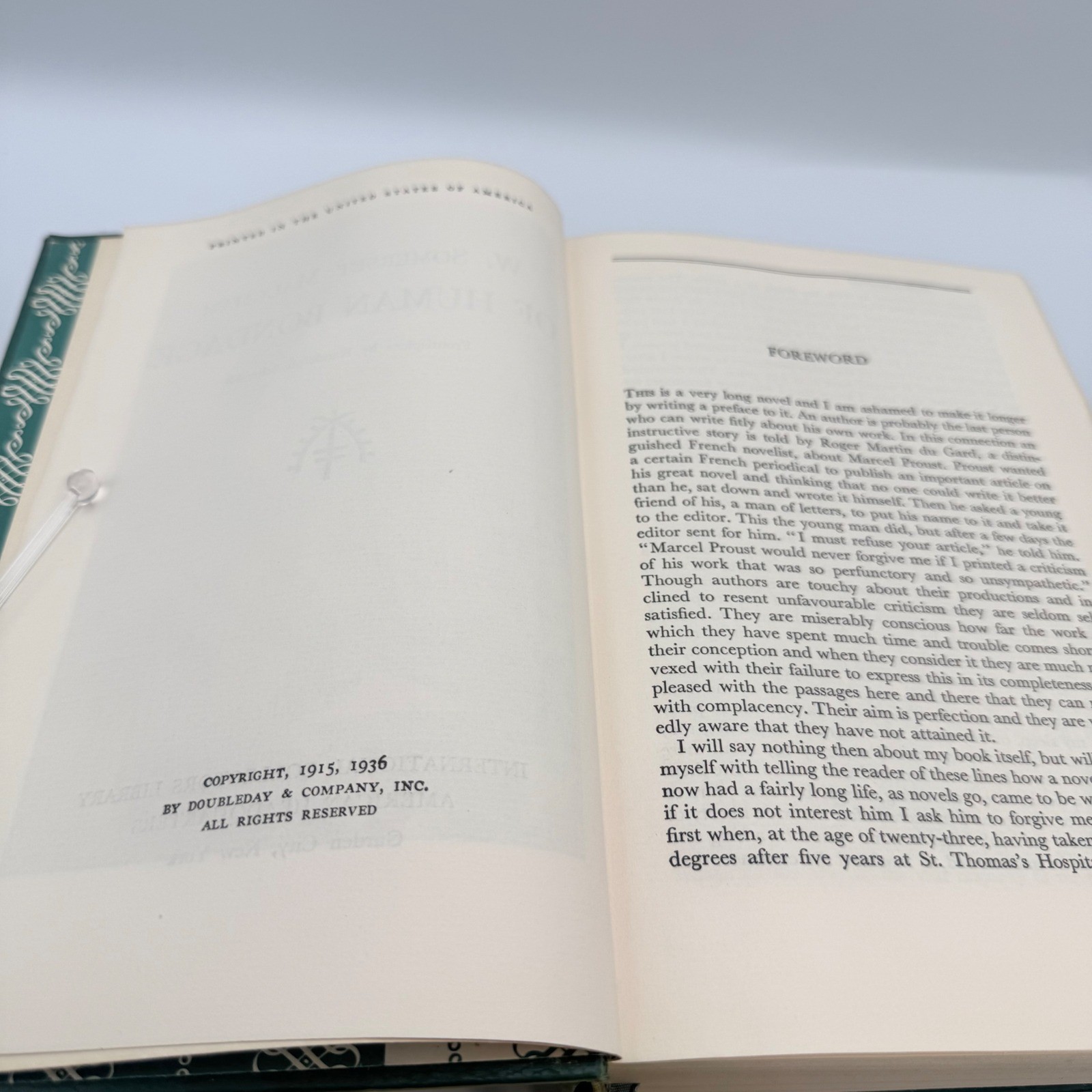 International Collectors Library Of Human Bondage & Jamaica Inn Green Gold Gilt
