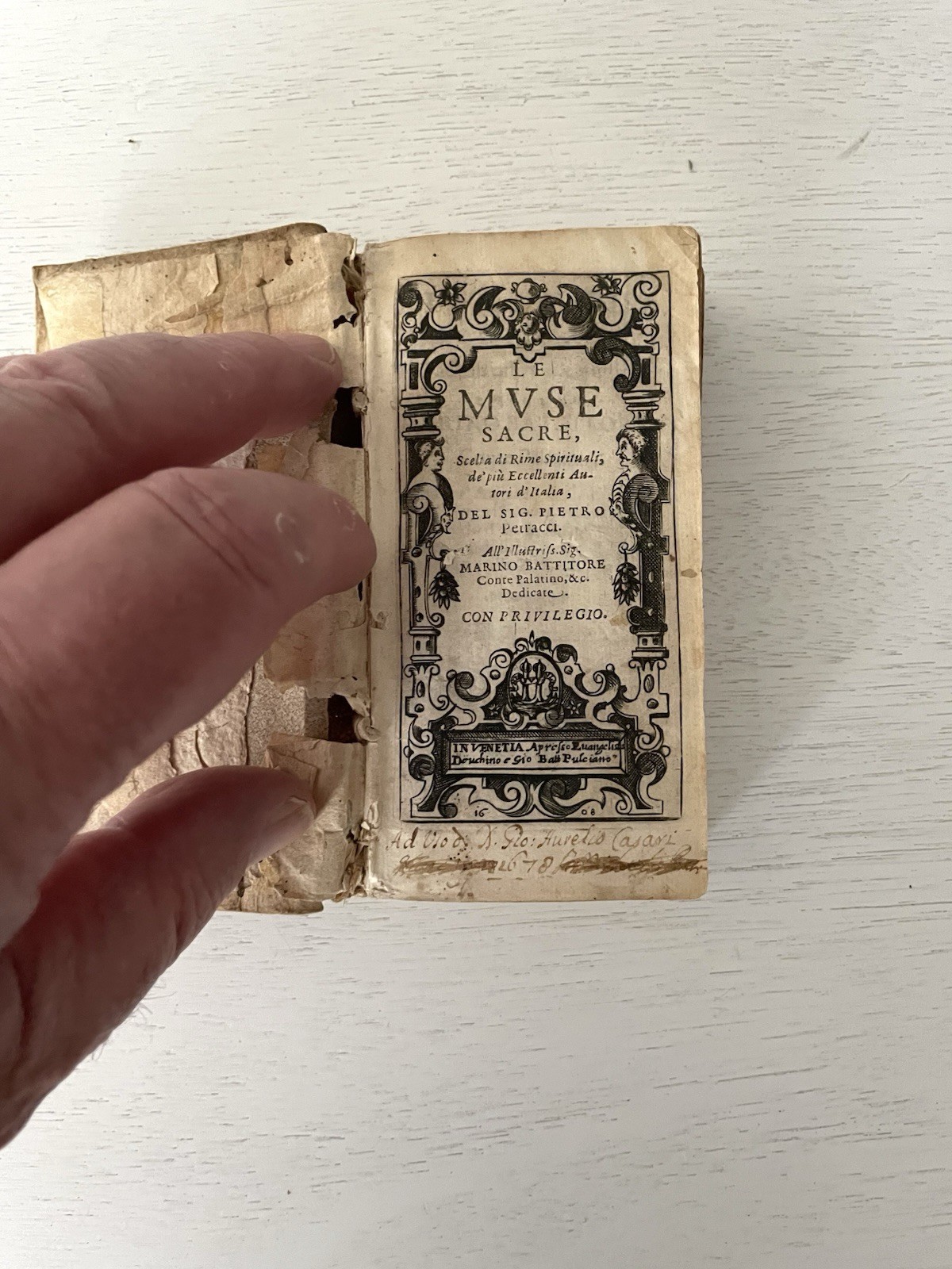 Rare 1608 Antique Book: Le Muse Sacre – Pietro Petracci – 17th Century Treasure