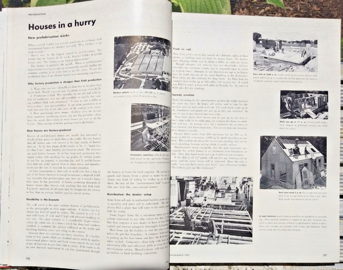 House & Home 1952 Nov Mid Century Modern MCM Architecture Prefabrication