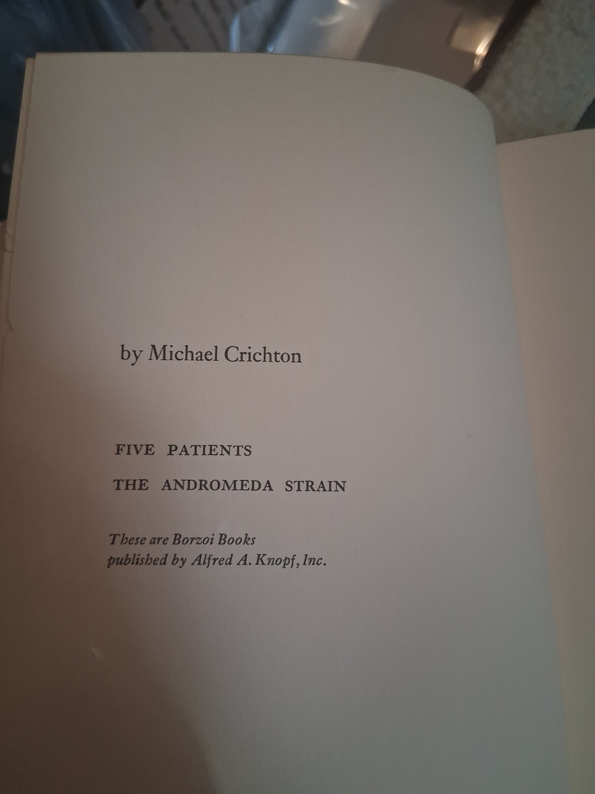 1970 stated 1st ed. MICHAEL CRICHTON Five Patients VG dj hb