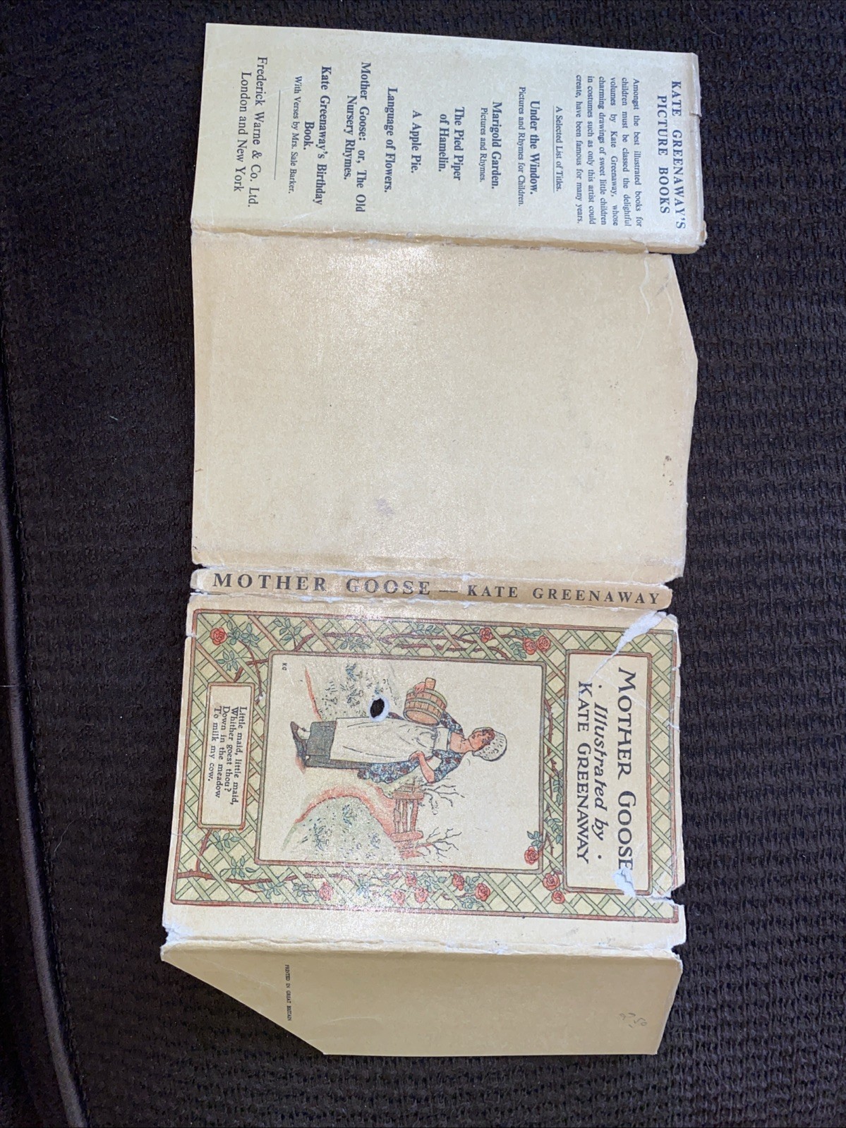 VTG Mother Goose illustrated by Kate Greenaway, Good HCDJ Frederick Warne