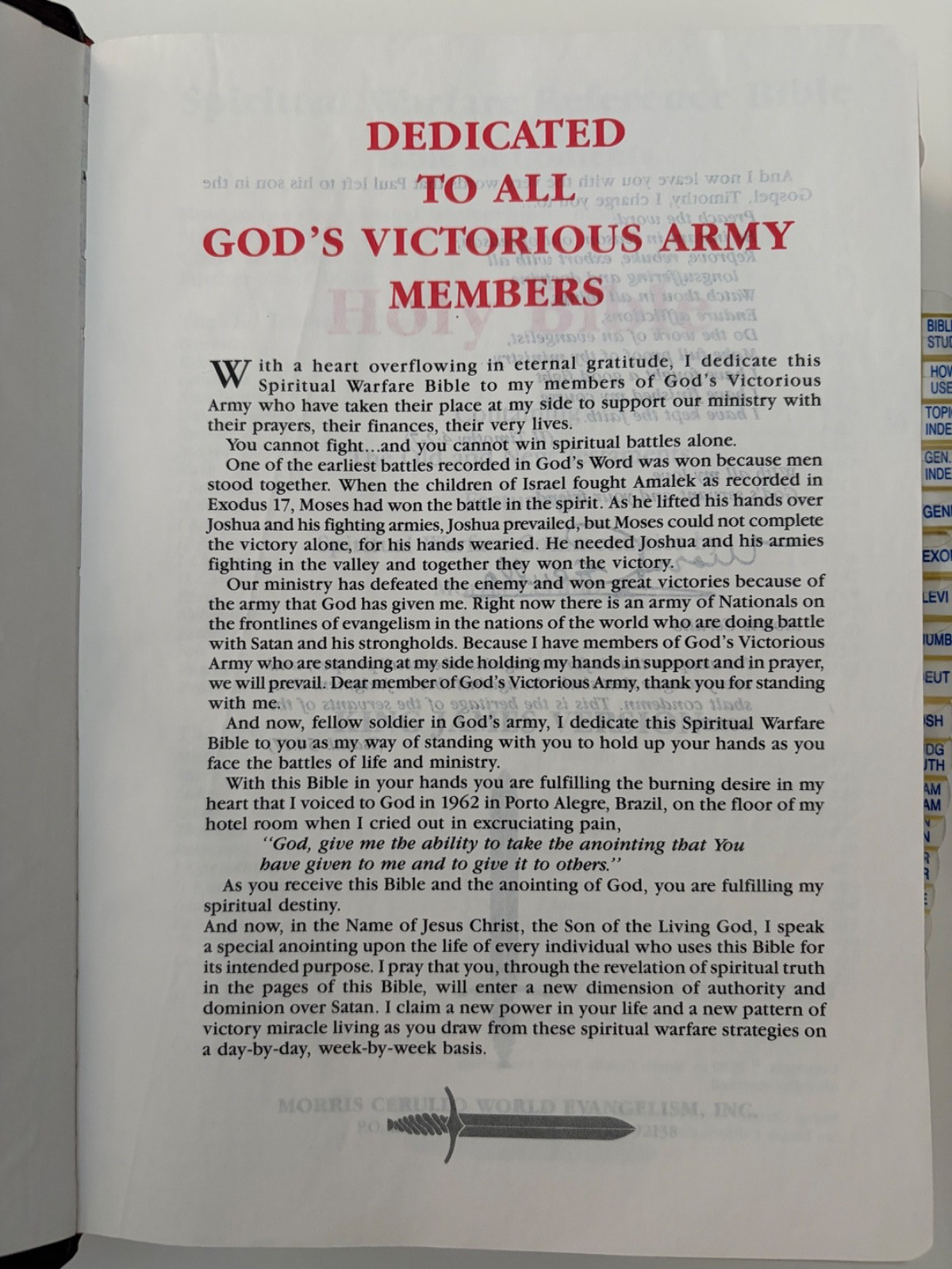 God’s Victorious Army Bible KJV Morris Cerullo Spiritual Warfare Ref Ed II 1989