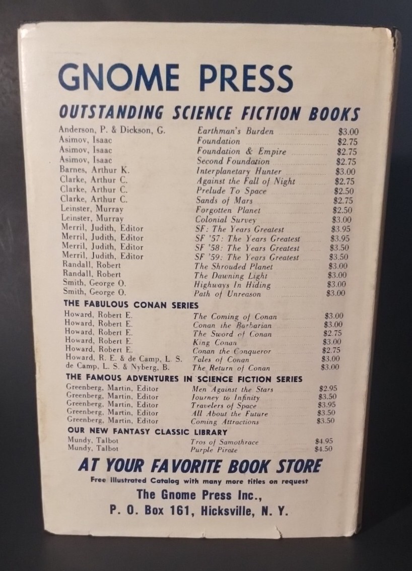 The Dawning Light by Robert Randall Gnome Science Fiction 1st Edition (1959) HC