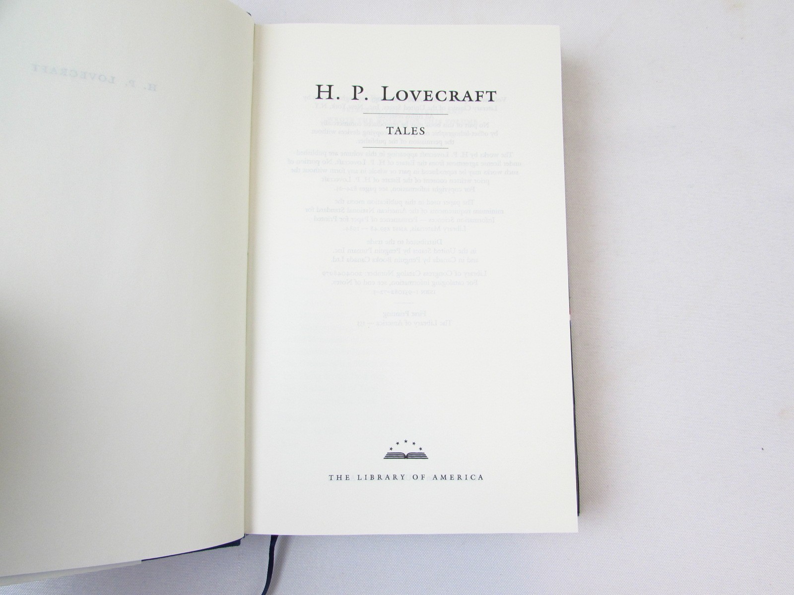 H P Lovecraft Tales 2005 Library of America HCDJ 1st Thus Ed/Print Peter Straub