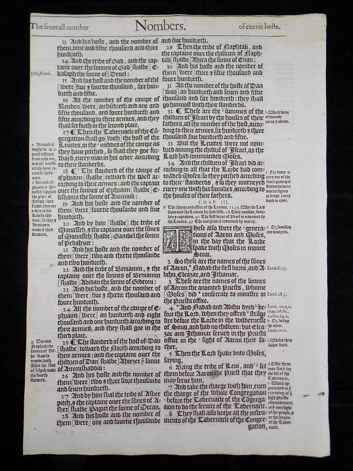 1583 Noblest Geneva Bible Folio- Book of Numbers Leaves- YOU PICK