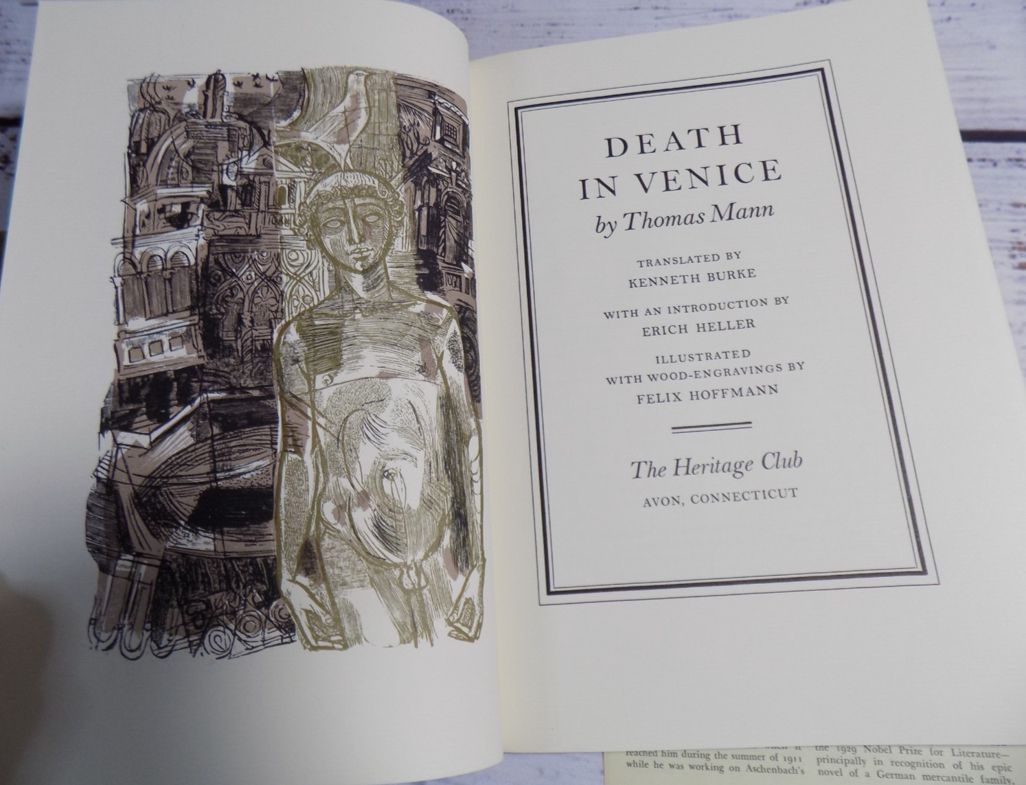 Death In Venice by Thomas Mann Heritage Club Hardcover 1972 Slipcase+ Sandglass