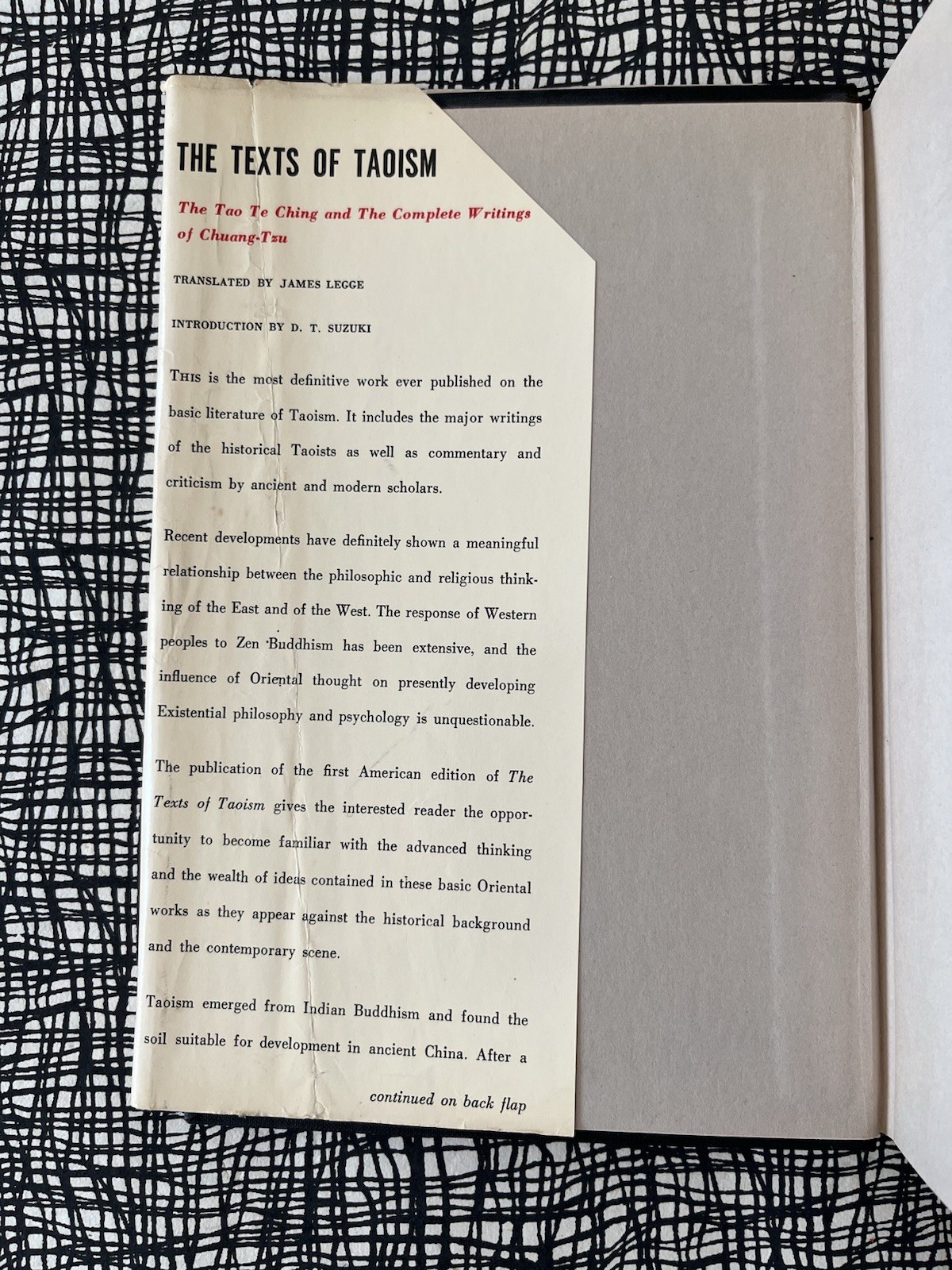 THE TEXTS OF TAOISM: THE TAO TÊ CHING (1959) 1st ED CHUANG-TZU JAMES LEGGE HC/DJ
