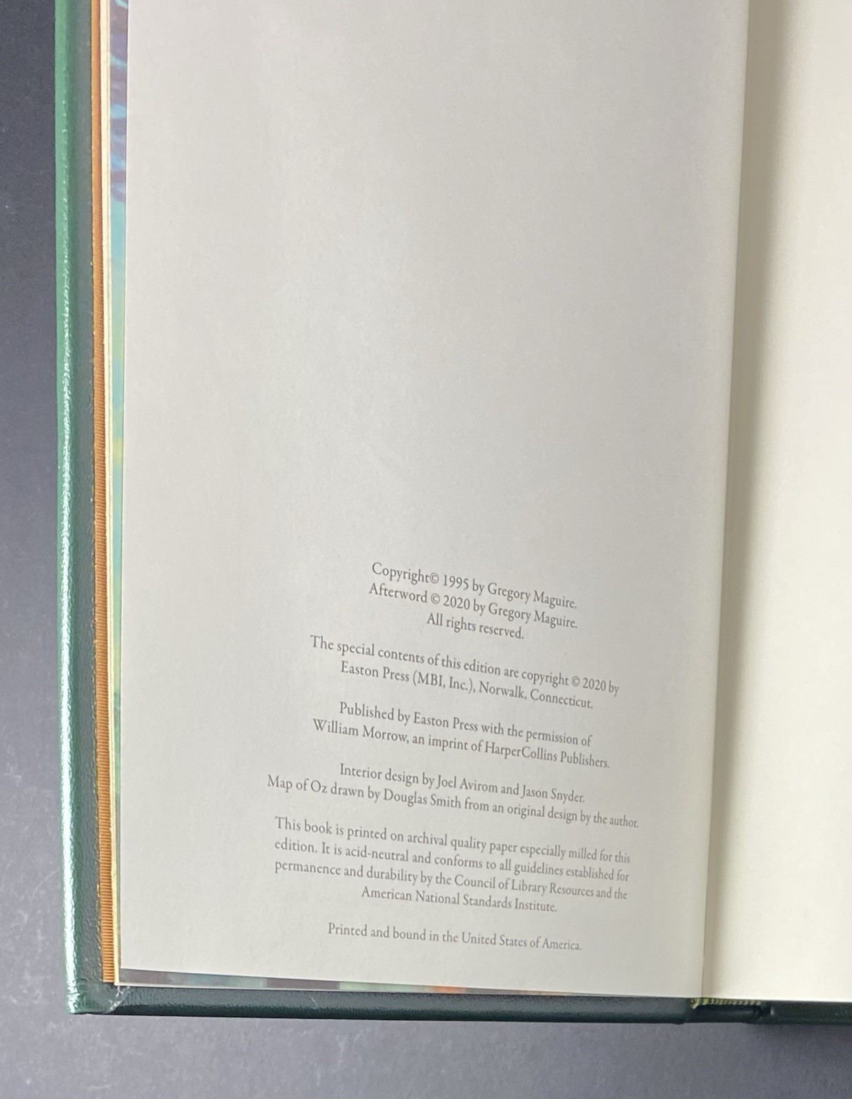 WICKED: 25TH ANNIVERSARY EDITION – Gregory Maguire – SIGNED Easton Press Leather