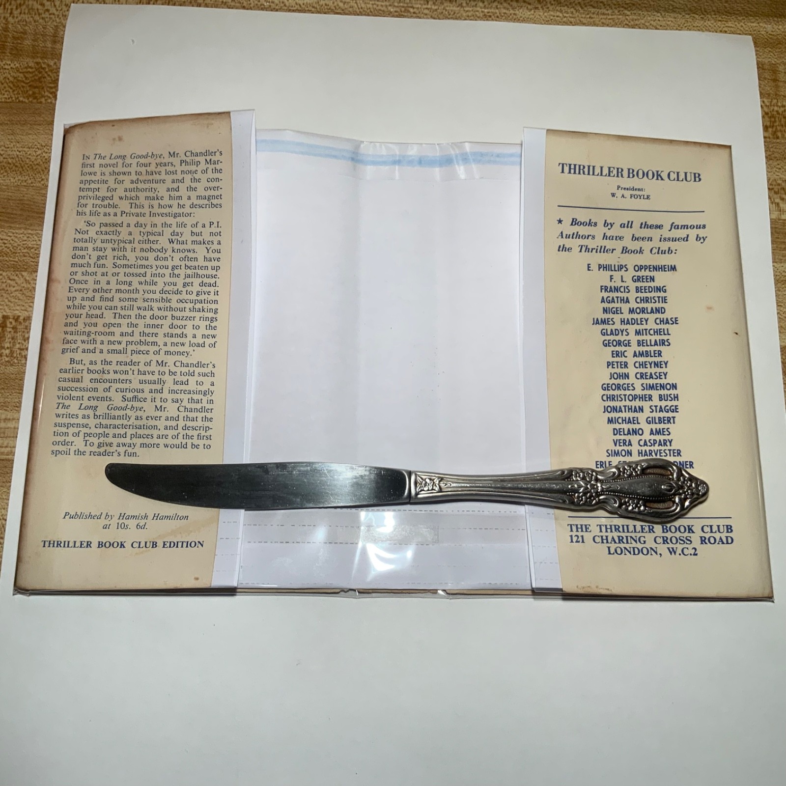 The Long Goodbye by Raymond Chandler 1958 Thriller Book Club (UK) – VG+ / VG+