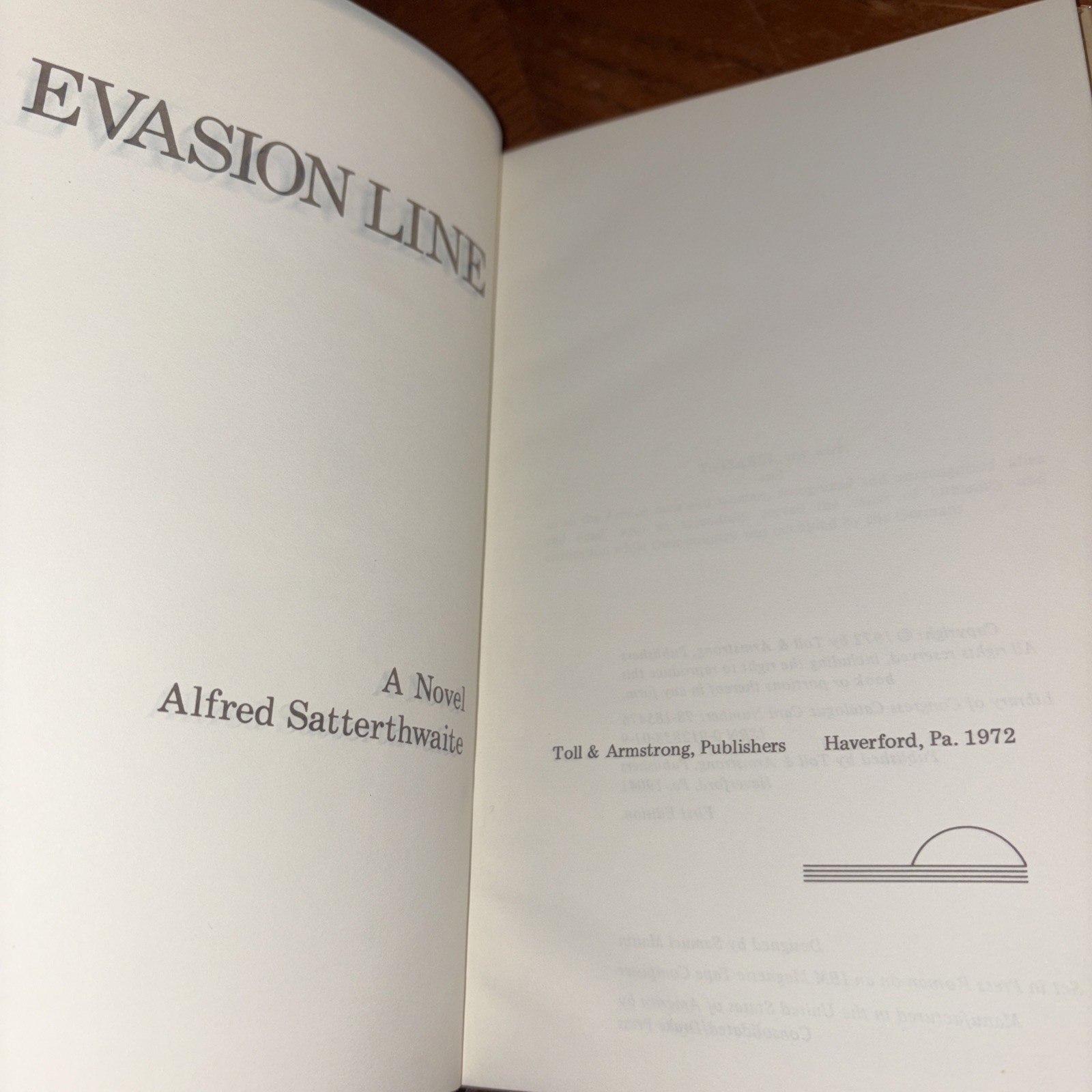 Alfred SATTERTHWAITE / Evasion Line Signed 1st Edition 1972