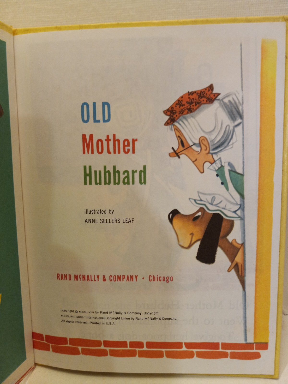 Vintage Children’s Rand Mcnally Elf Book Old Mother Hubbard Illustrate Anne Leaf