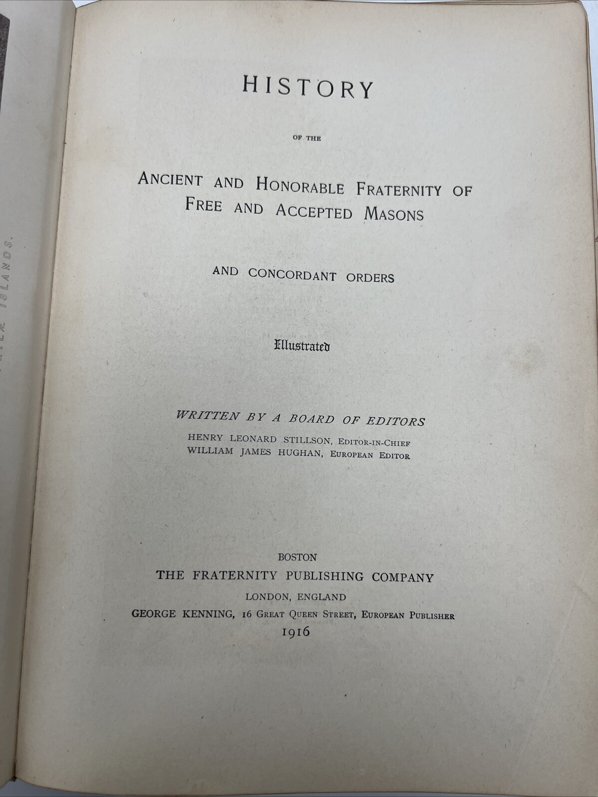 History Of Freemasonry And Concordant Orders Book Henry Stillson William H.1916