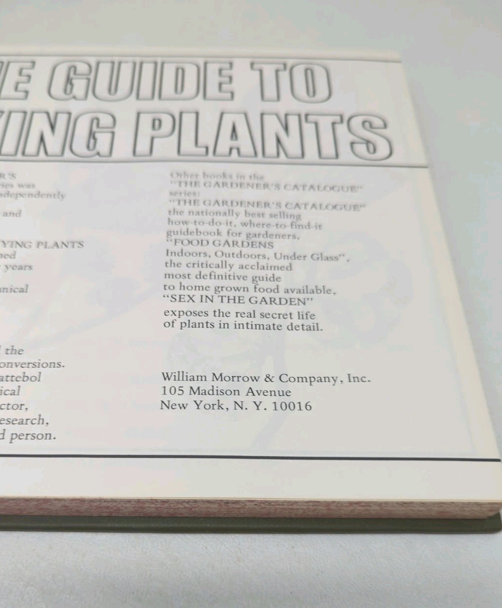 The Gardener’s Catalogue The Guide to Buying Plants 1976 Tom Riker HC DJ BCE