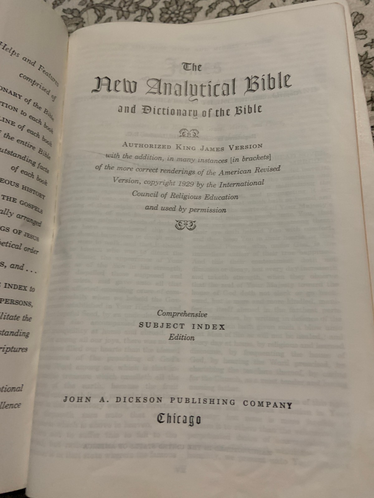 Holy Bible New Analytical Indexed Edition Dickson KJV Black MOROCCO Leather 1950