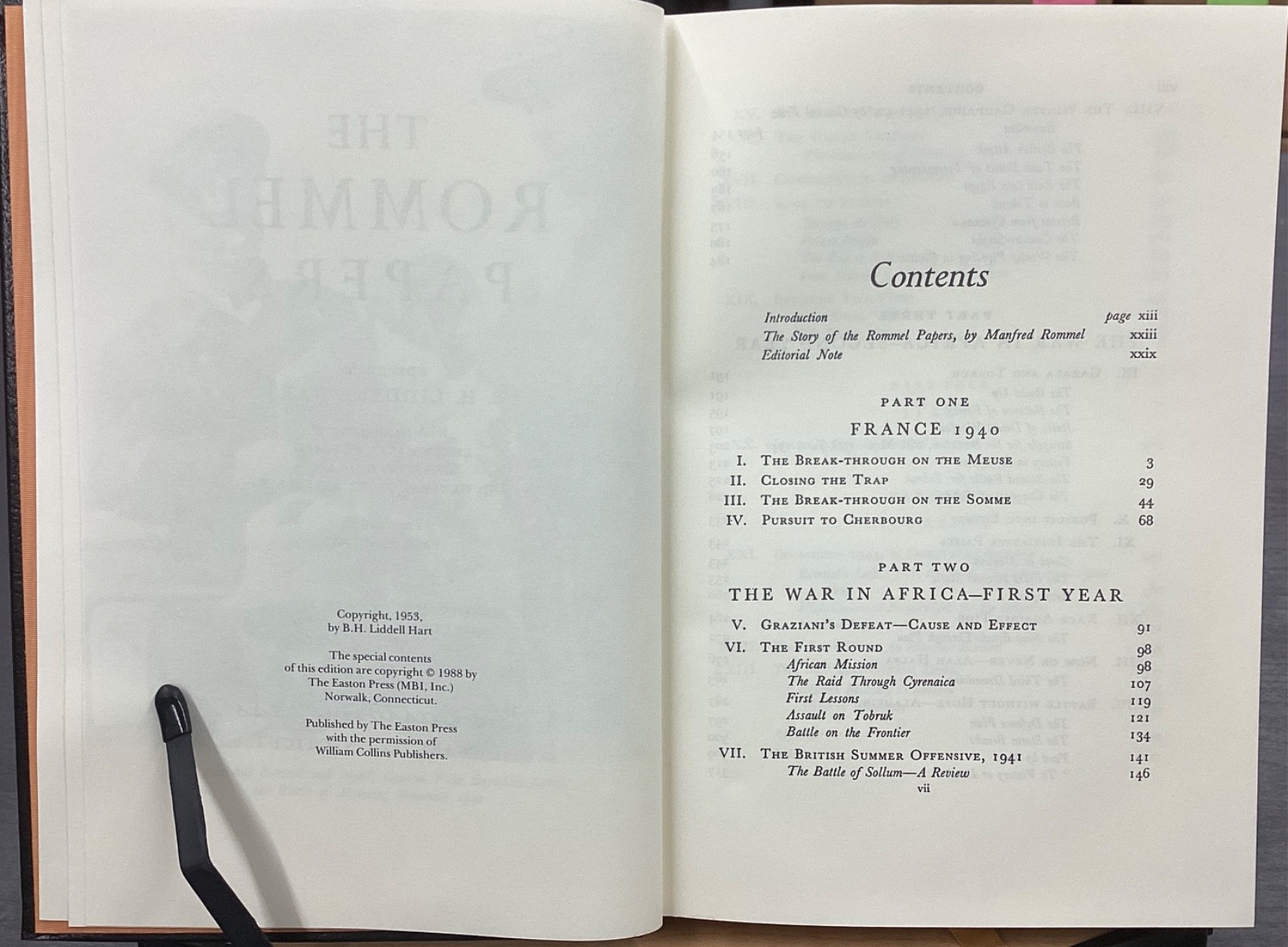 1988 The Rommel Papers: Erwin Rommel Edited by B. H. Liddell Hart Easton Press