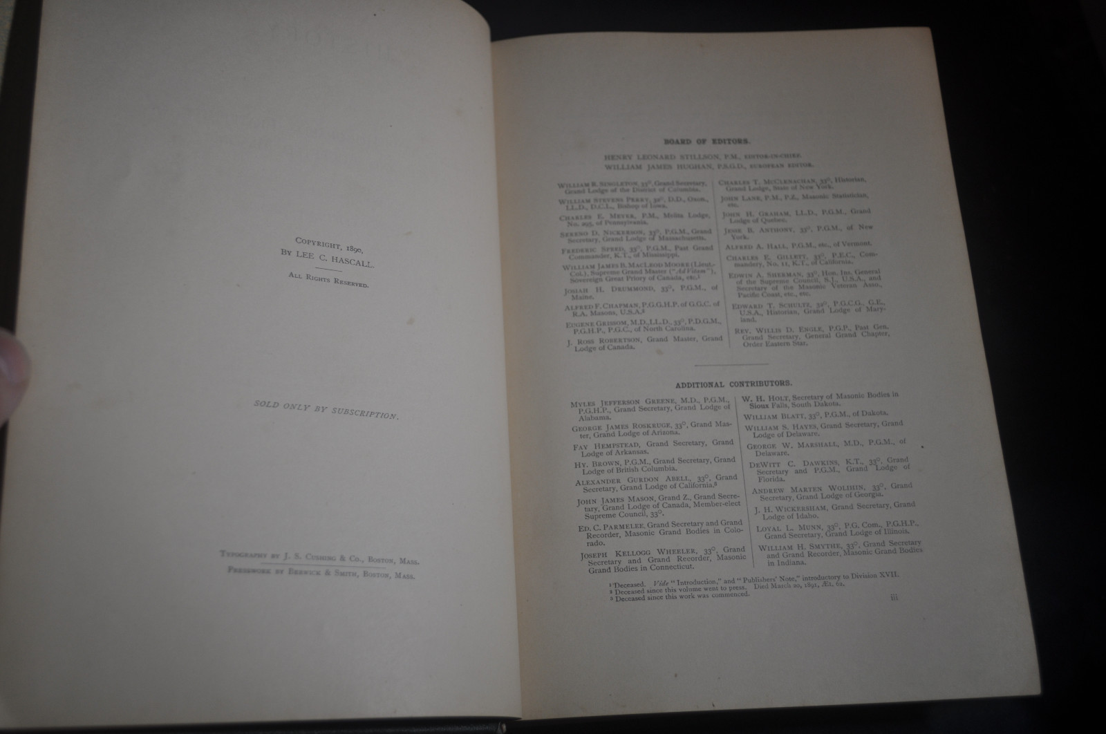 1891 History of the Ancient & Honorable Fraternity of Free & Accepted Masons