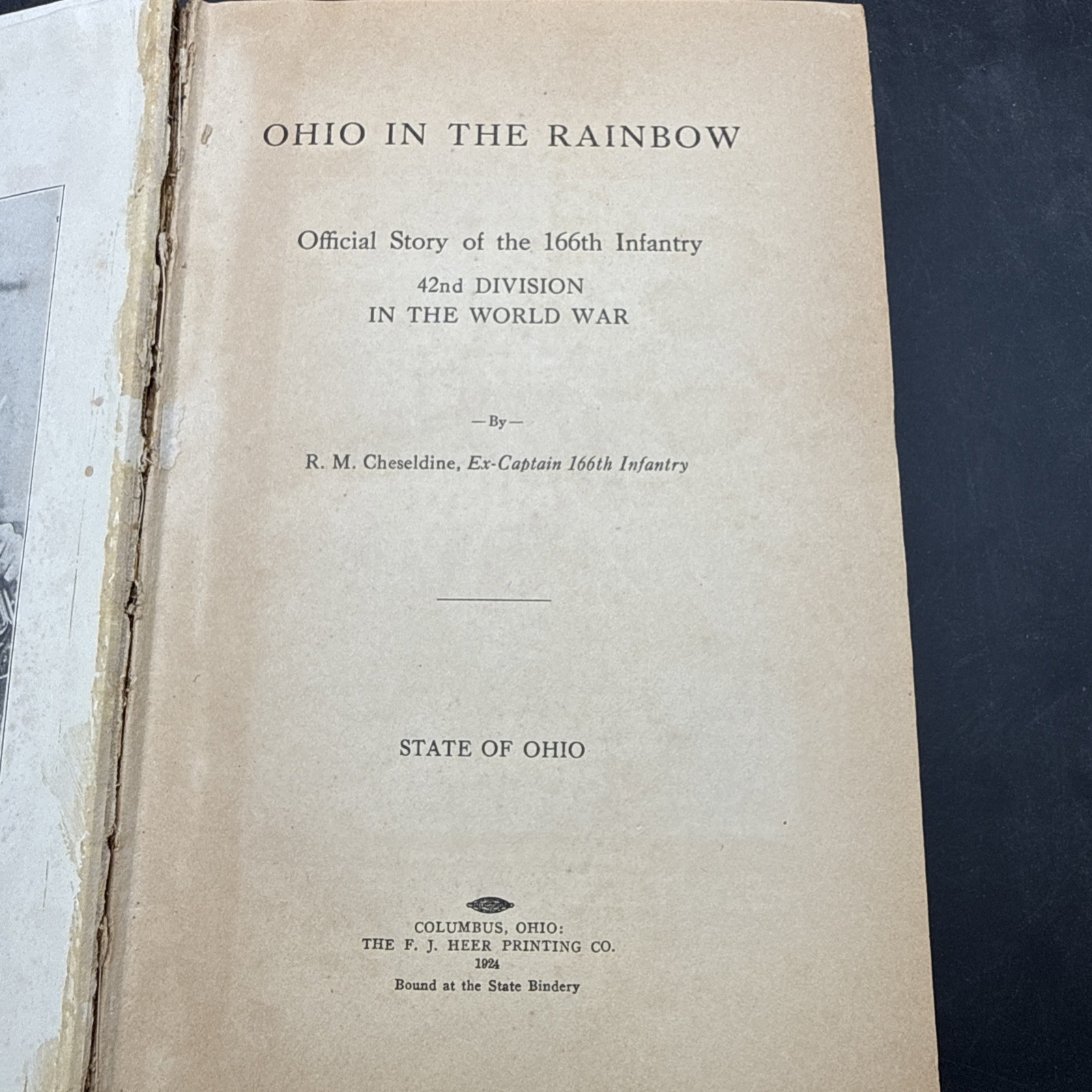 WWI Ohio in the Rainbow 166th Infantry 42nd Division HC 1924 WWI history