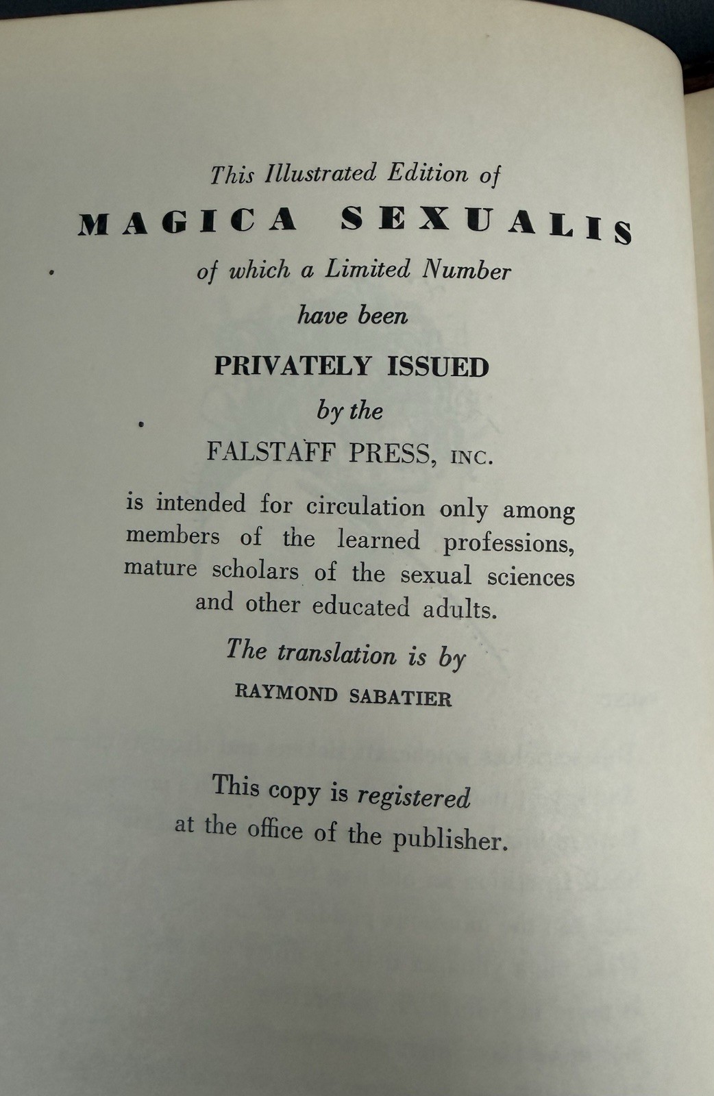 MAGICA SEXUALIS-1934 Falstaff Press Witchcraft Sex Magic Occult Numbered Ltd Ed.
