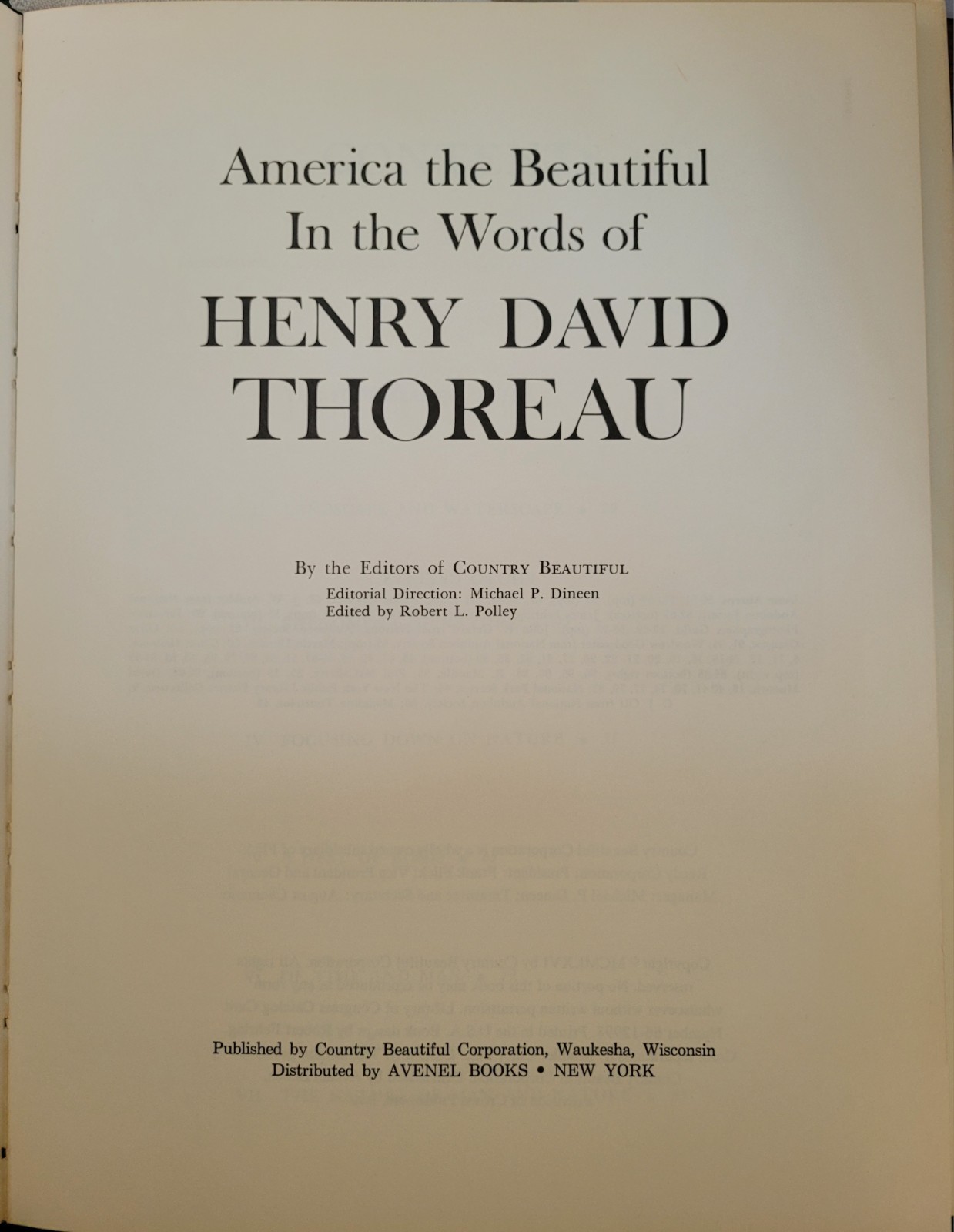 America The Beautiful In The Words Of Henry David Thoreau 1966 Hardcover Book HC