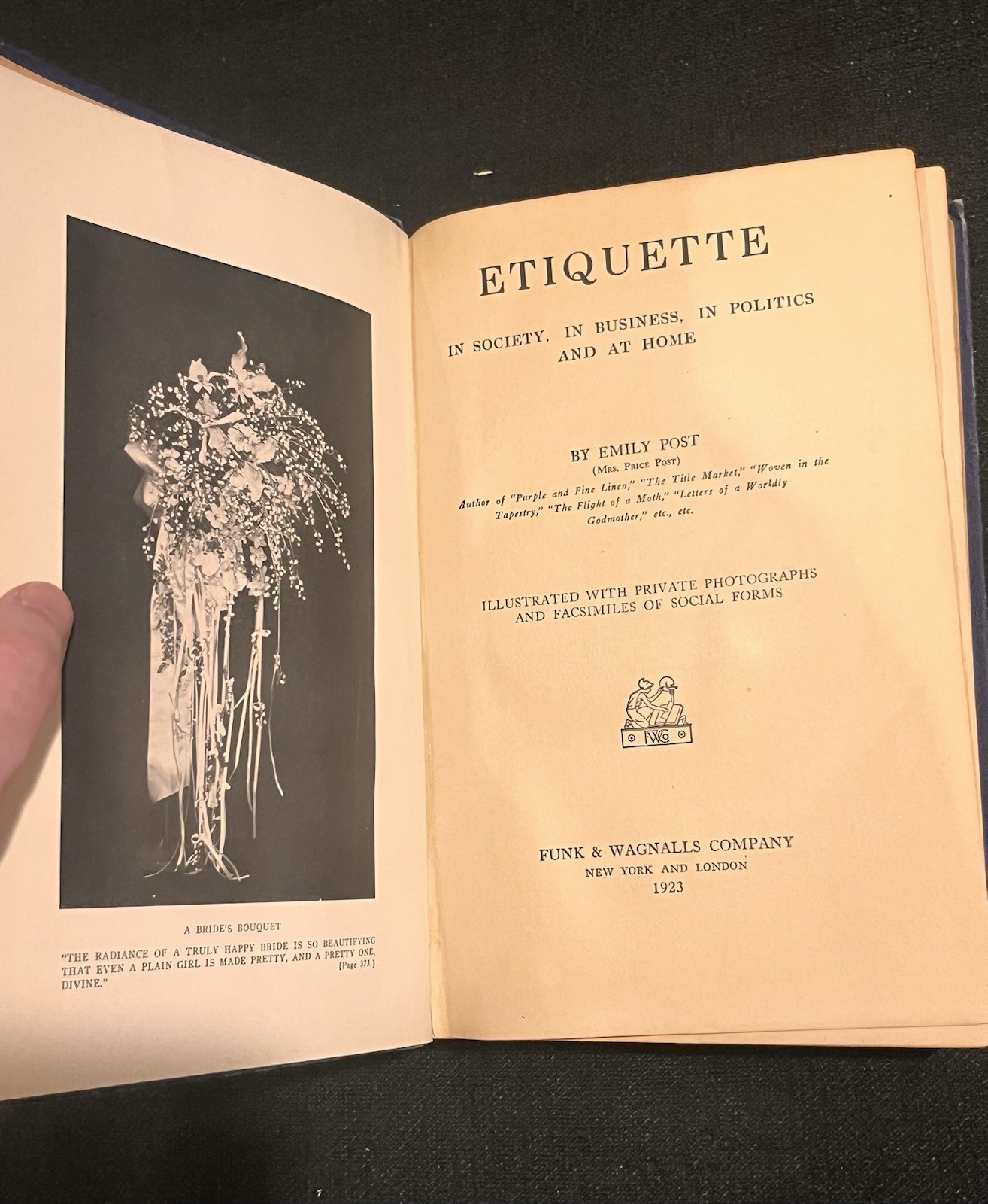 Antique Book “Etiquette” by Emily Post; 1923; 9th Ed. Illustrated