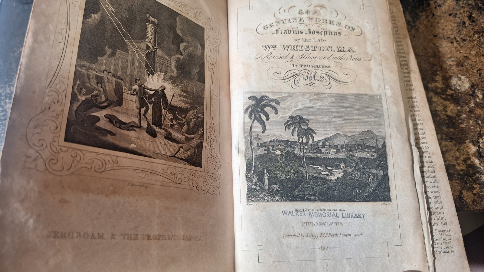 “The Genuine Works of Flavius Josephus” Whiston / Burder. 2v in 1. Cundee c1829
