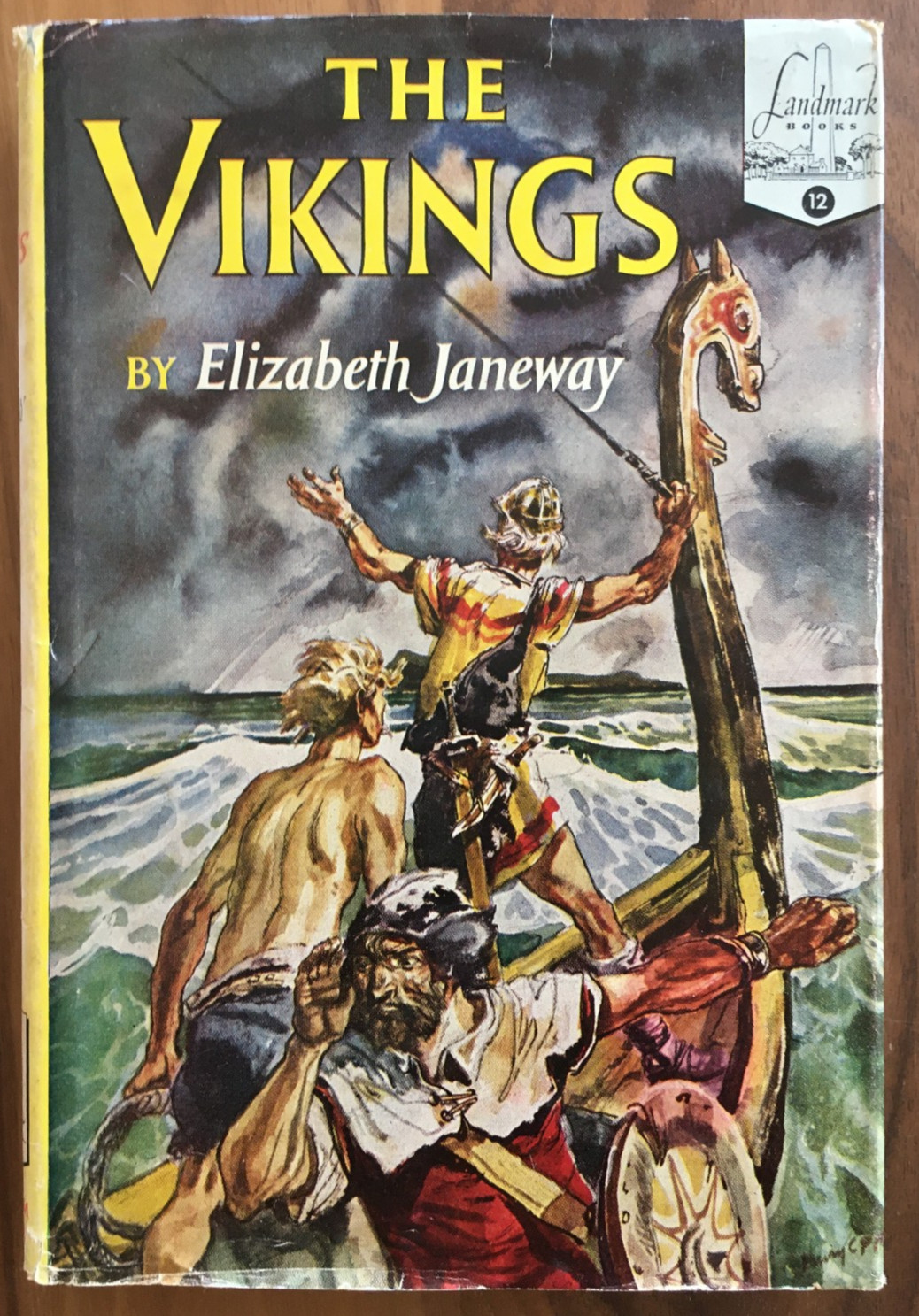 THE VIKINGS by Elizabeth Janeway 1951 Landmark Books #12 HC/DJ 1st Printing!