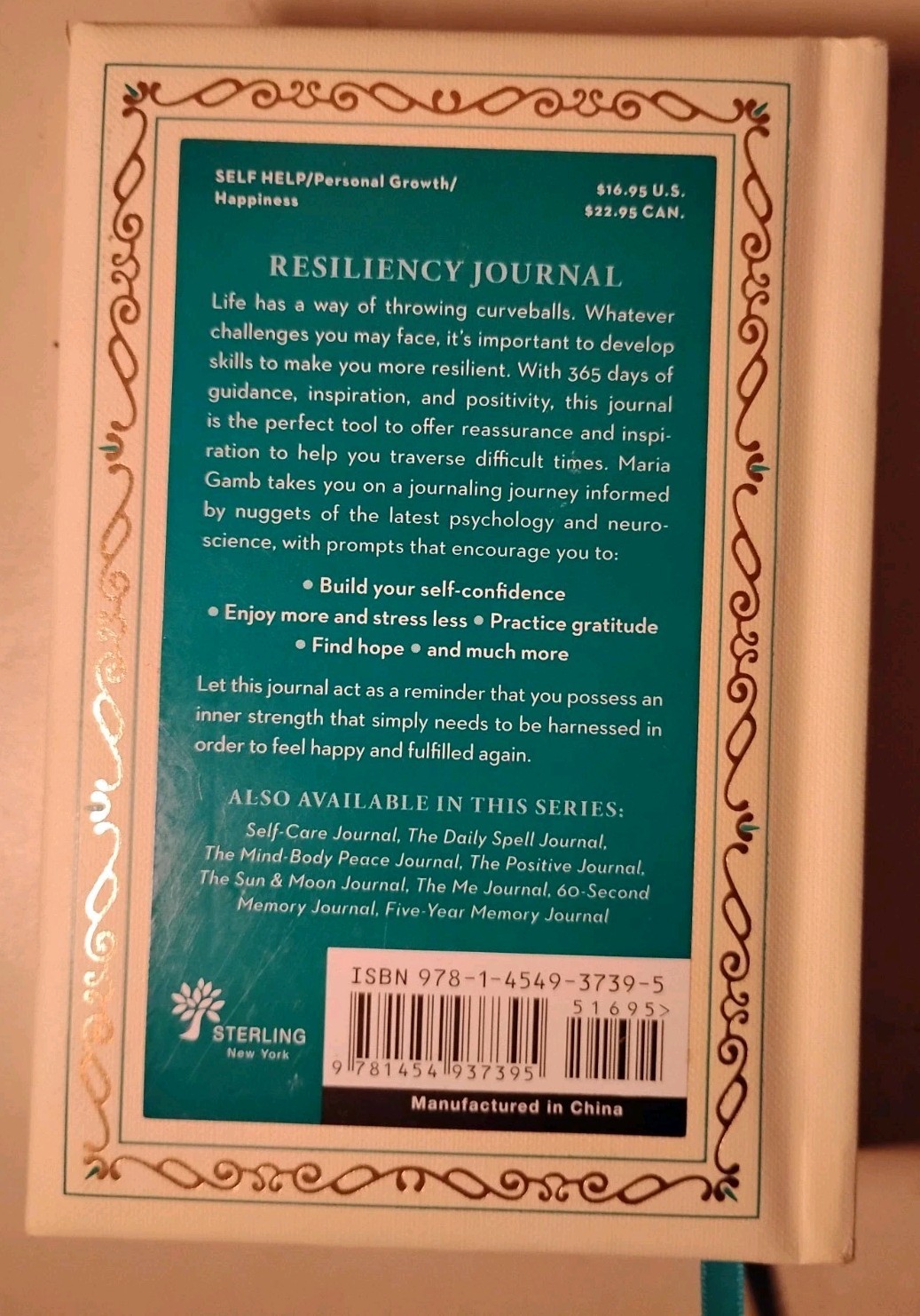 RESILIENCY JOURNAL Maria Gamb Self-Help Daily Prompts Hardcover Gilded Edges