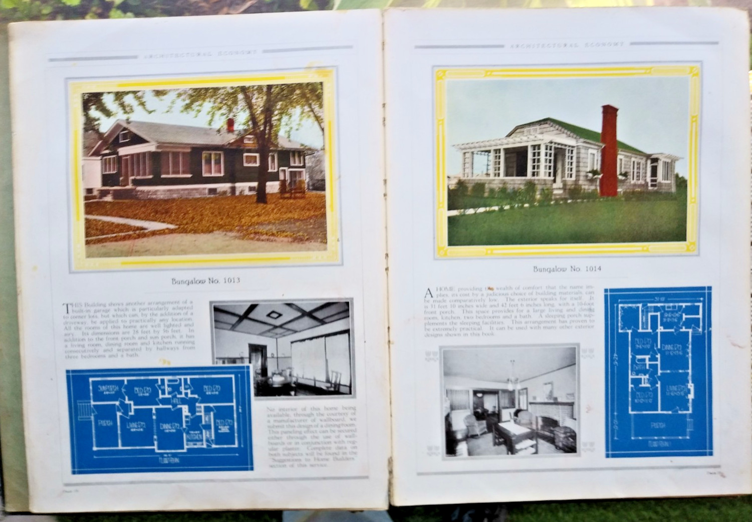 Architectural Economy 1920 House Home Floor Plan Design Book Bungalow Prairie