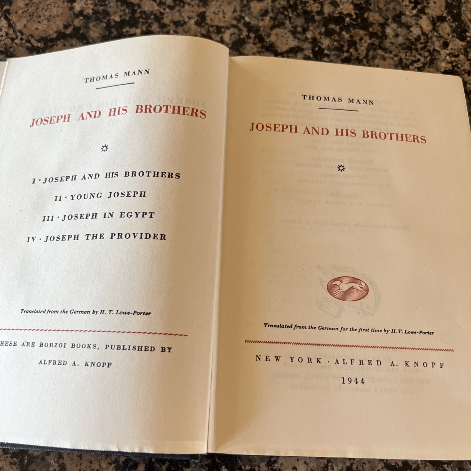 Joseph and His Brothers By Thomas Mann 1944