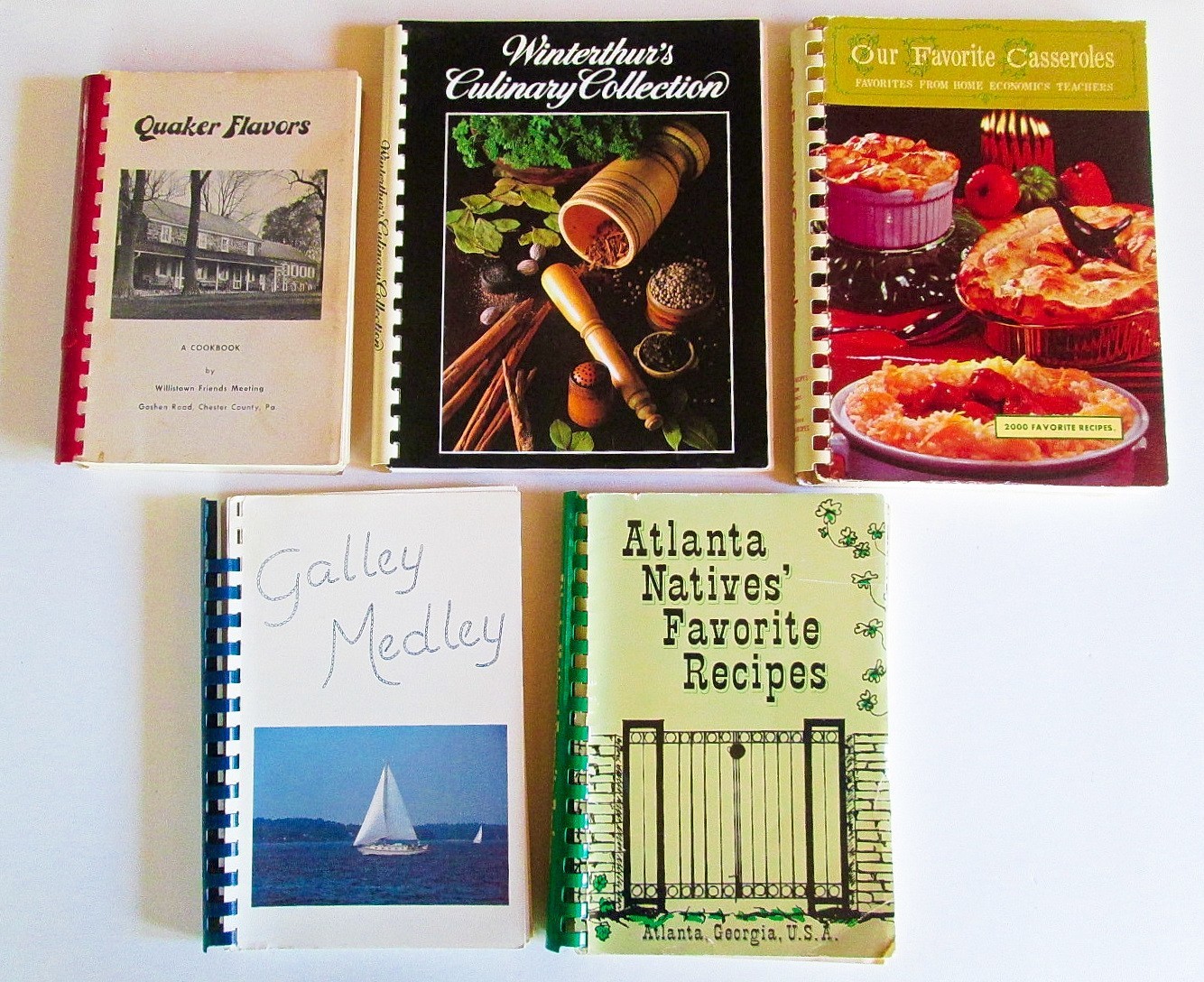 Vintage Spiral Cookbooks Recipes 1960s-1980s, Organizations Community, Lot of 5
