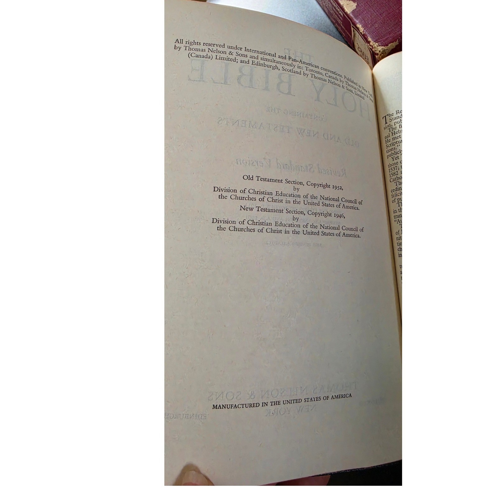 1952 WITH BOX Nelson Revised Standard Version Holy Bible 2803 Black Illustrated