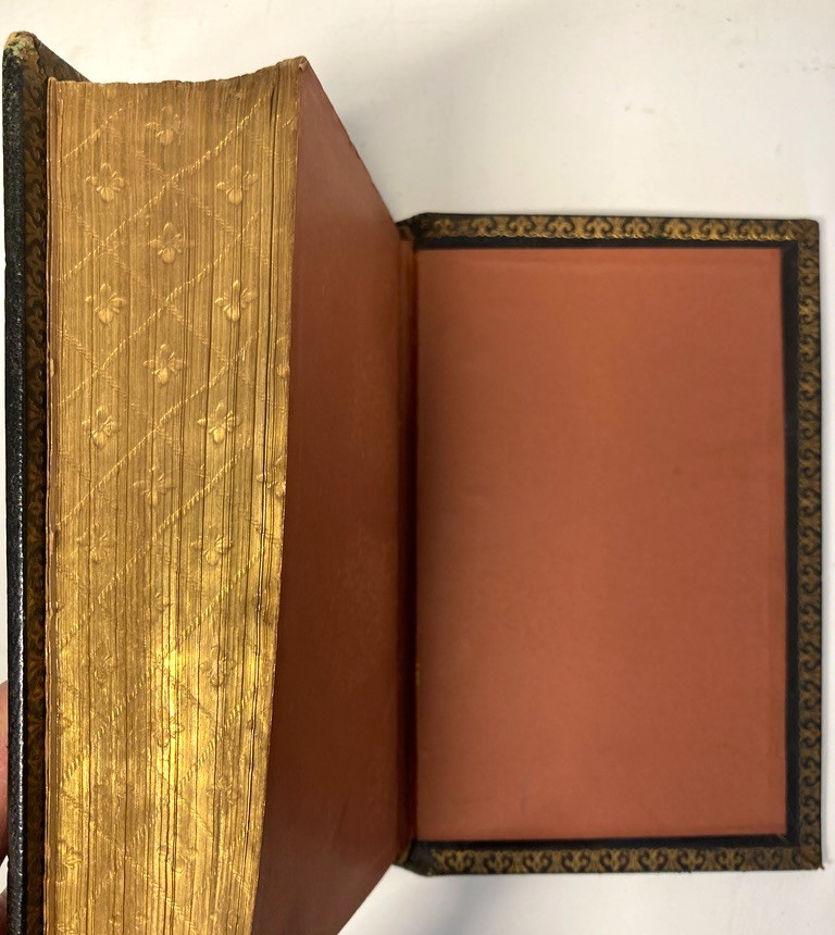 1853 Book of English Poetry Black Morocco Leather Gothic Binding Gauffred