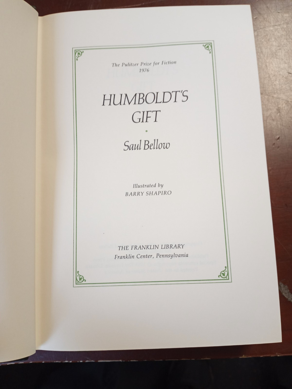Franklin Library Humboldt’s Gift – Saul Bellow Pulitzer Prize Leatherbound