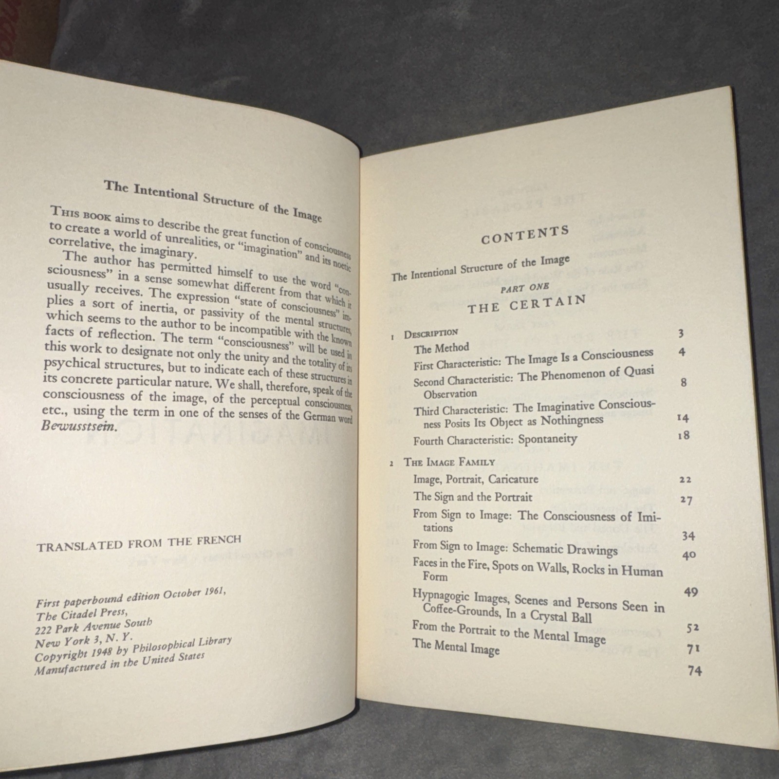 Jean-Paul Sartre The Psychology of Imagination 1961 Citadel Press Paperback