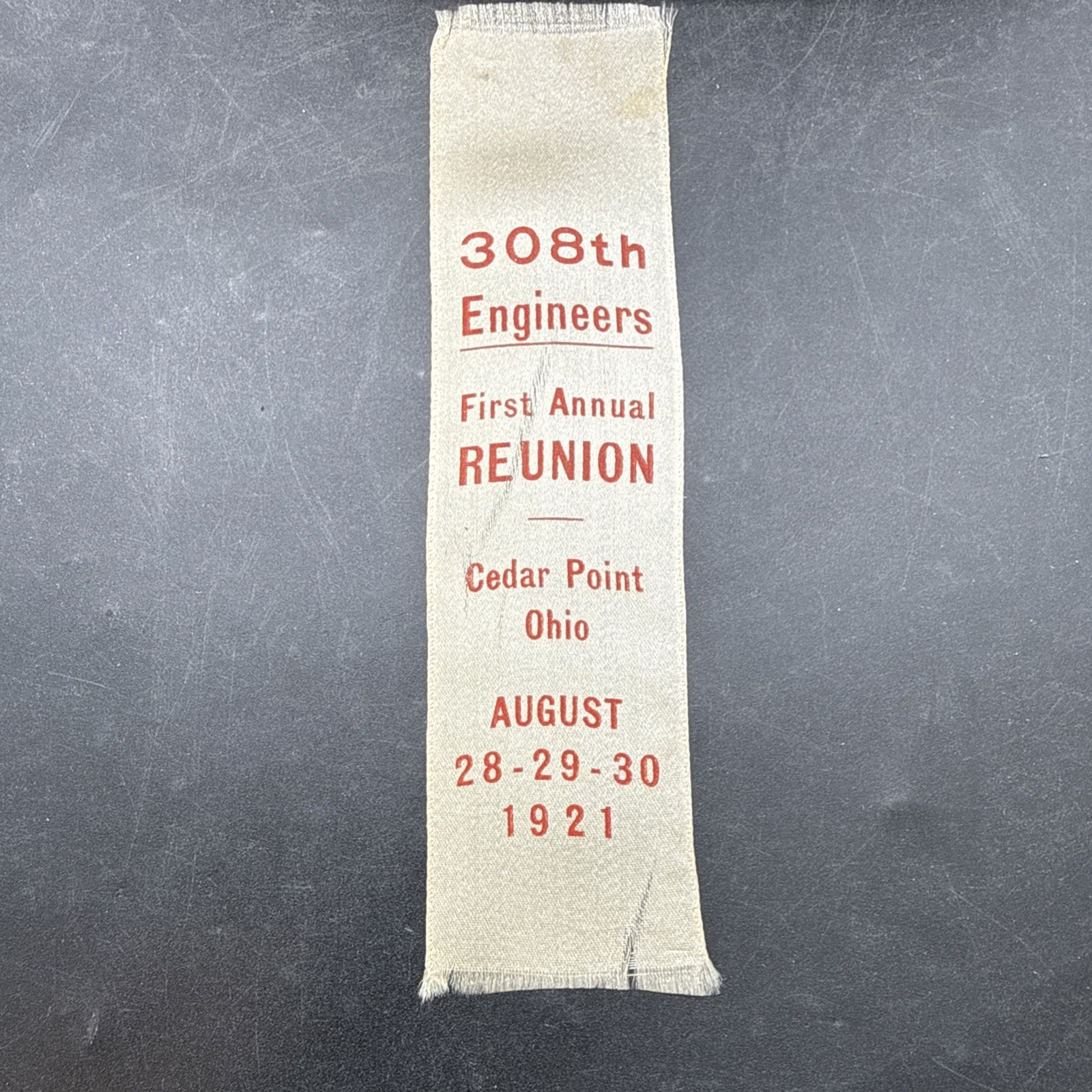 WWI Unit 308th Engineers from Ohio to the Rhine VETERAN NAMED 1st Reunion Ribbon