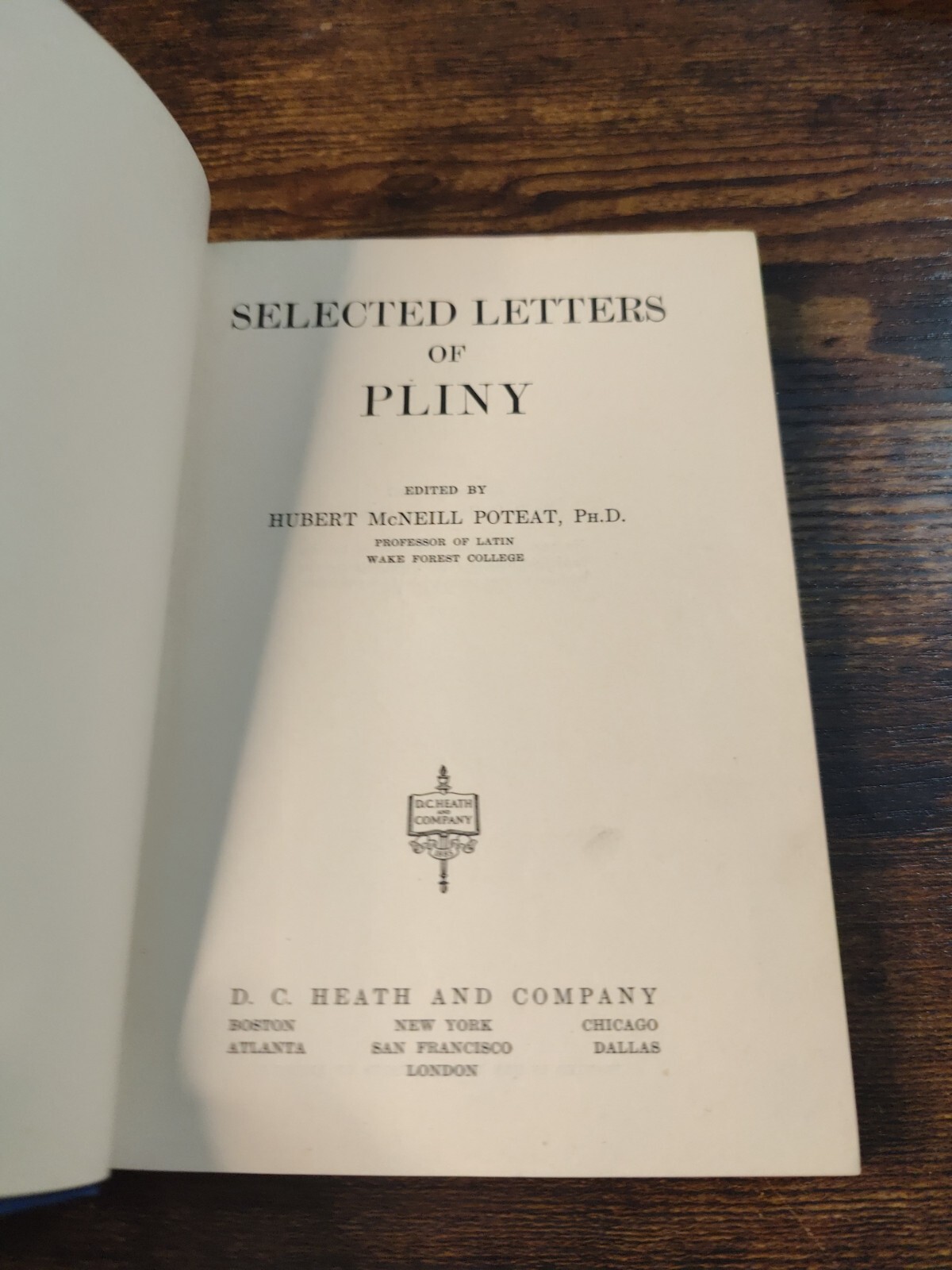 1937 Vintage Book: Selected Letters Of Pliny By Hubert Poteat