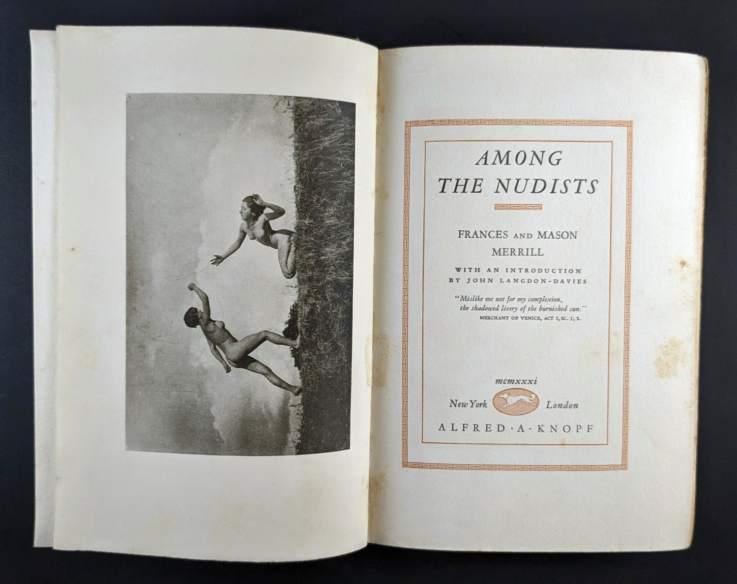 Among The Nudists By Francis & Mason Merrill Alfred A Knopf Second Printing 1931