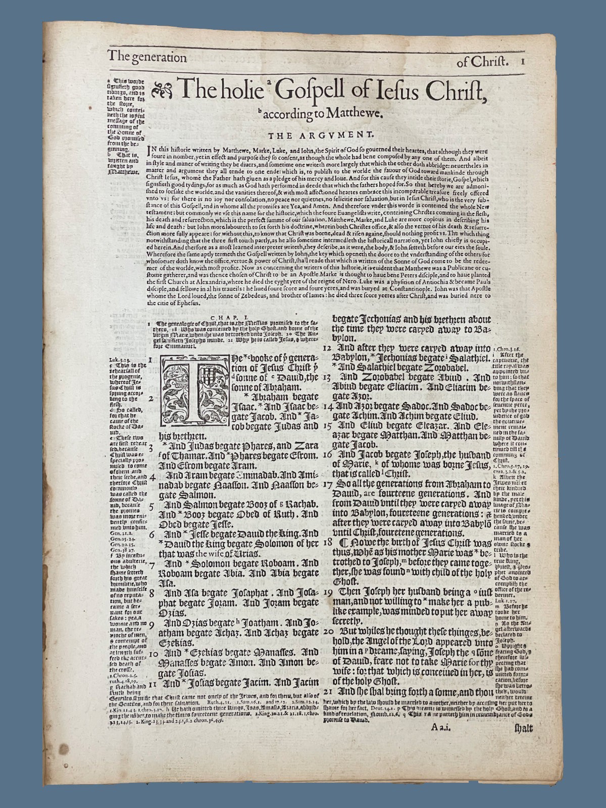 1578 Geneva Bible Page – First Pulpit Folio Leaf – Select Your Favorite Passage