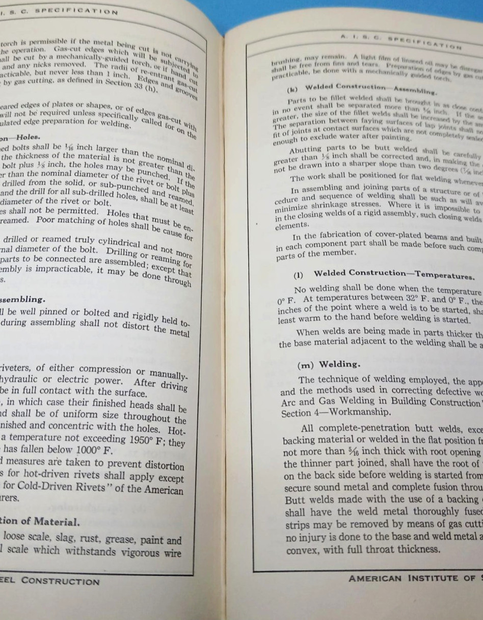 A.I.S.C Steel Construction Manual 5th Edition 13th Printing 1952