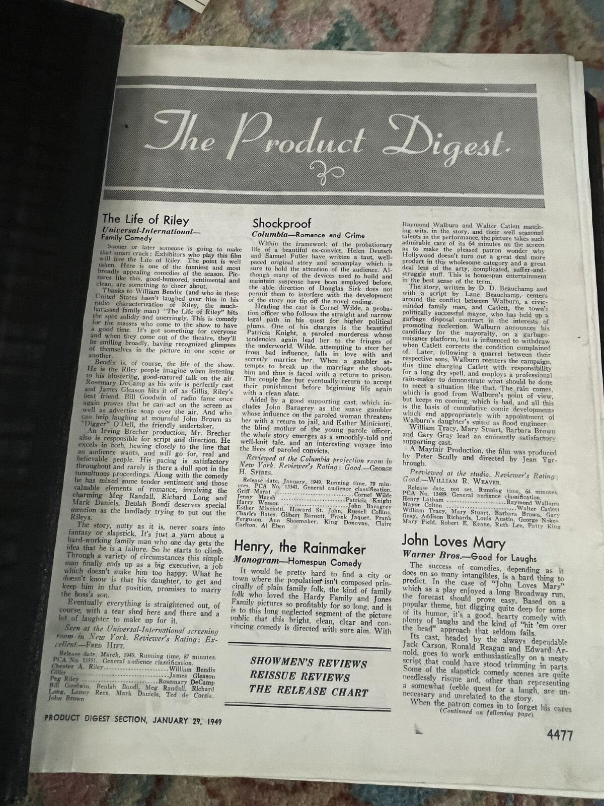 MOTION PICTURE HERALD PRODUCT DIGEST LEATHER BOUND VOLS 1/29/1949 – 5/13/1950