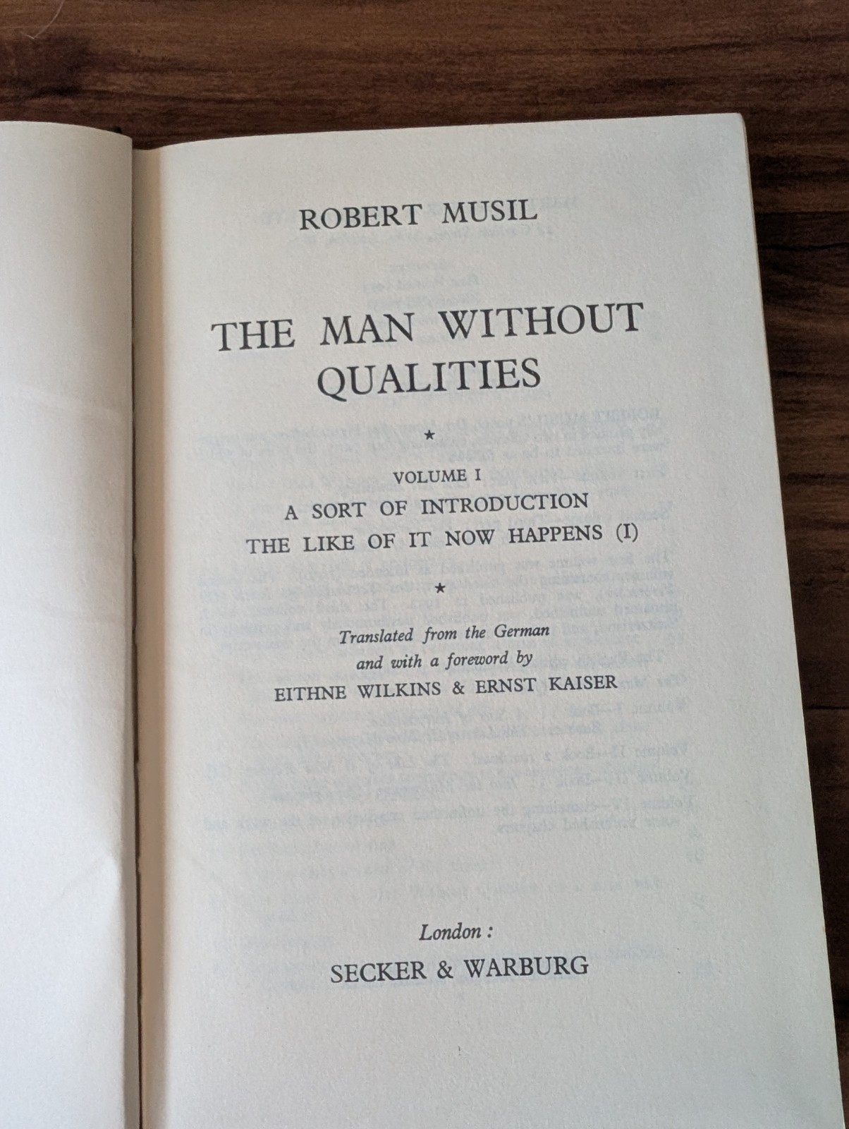 The Man Without Qualities 3 Vol Hardcover Musil Robert, Secker & Warburg 1960s