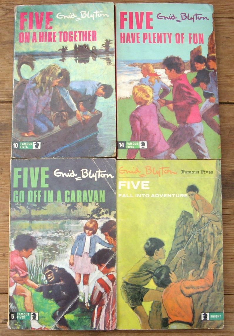 4 Enid Blyton Five Books- Hike / Fall into Adventure / Caravan / Plenty of Fun