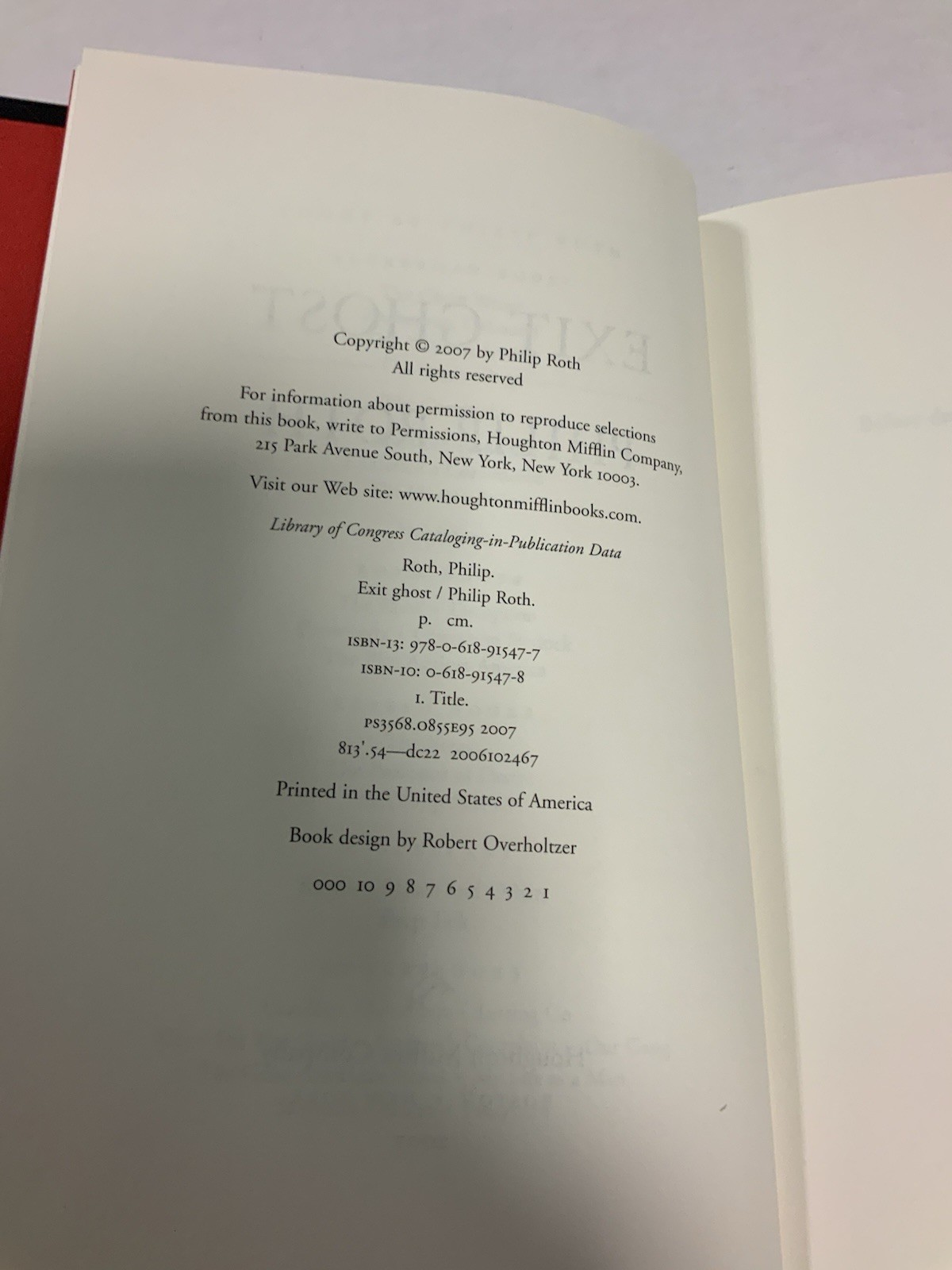 Philip Roth Exit Ghost Signed Limited Edition Hardcover 2007