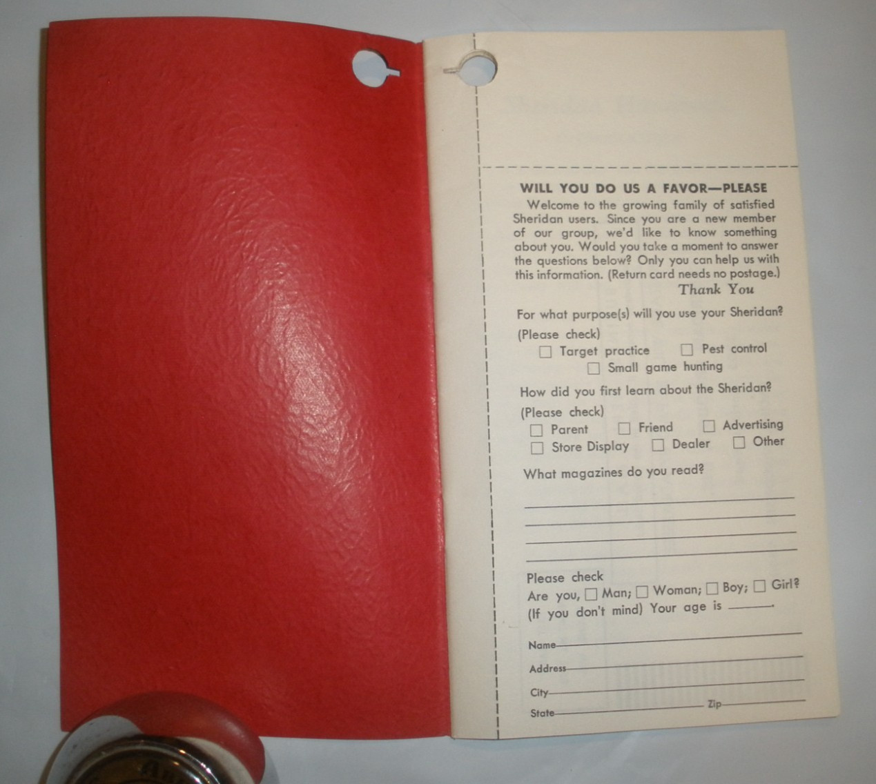 SHERIDAN Hand Book Silver Streak and Blue Streak Models Original Vintage