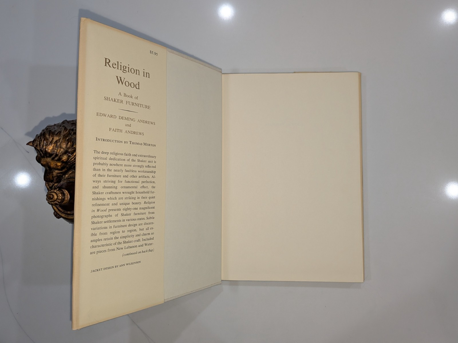 Religion in Wood: Book of Shaker Furniture – Andrews | 1971 | HC DJ -Illustrated