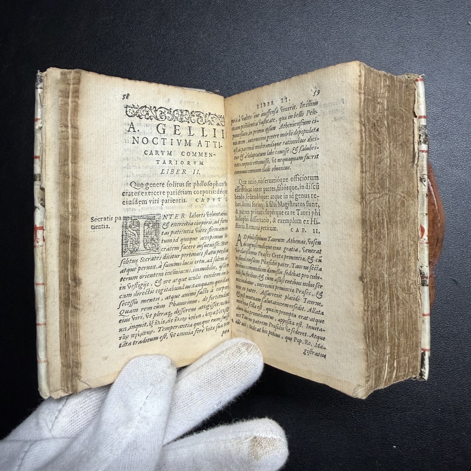1559 Aulus Gellius Latin, Manuscript Vellum Binding, Gauffered Edges