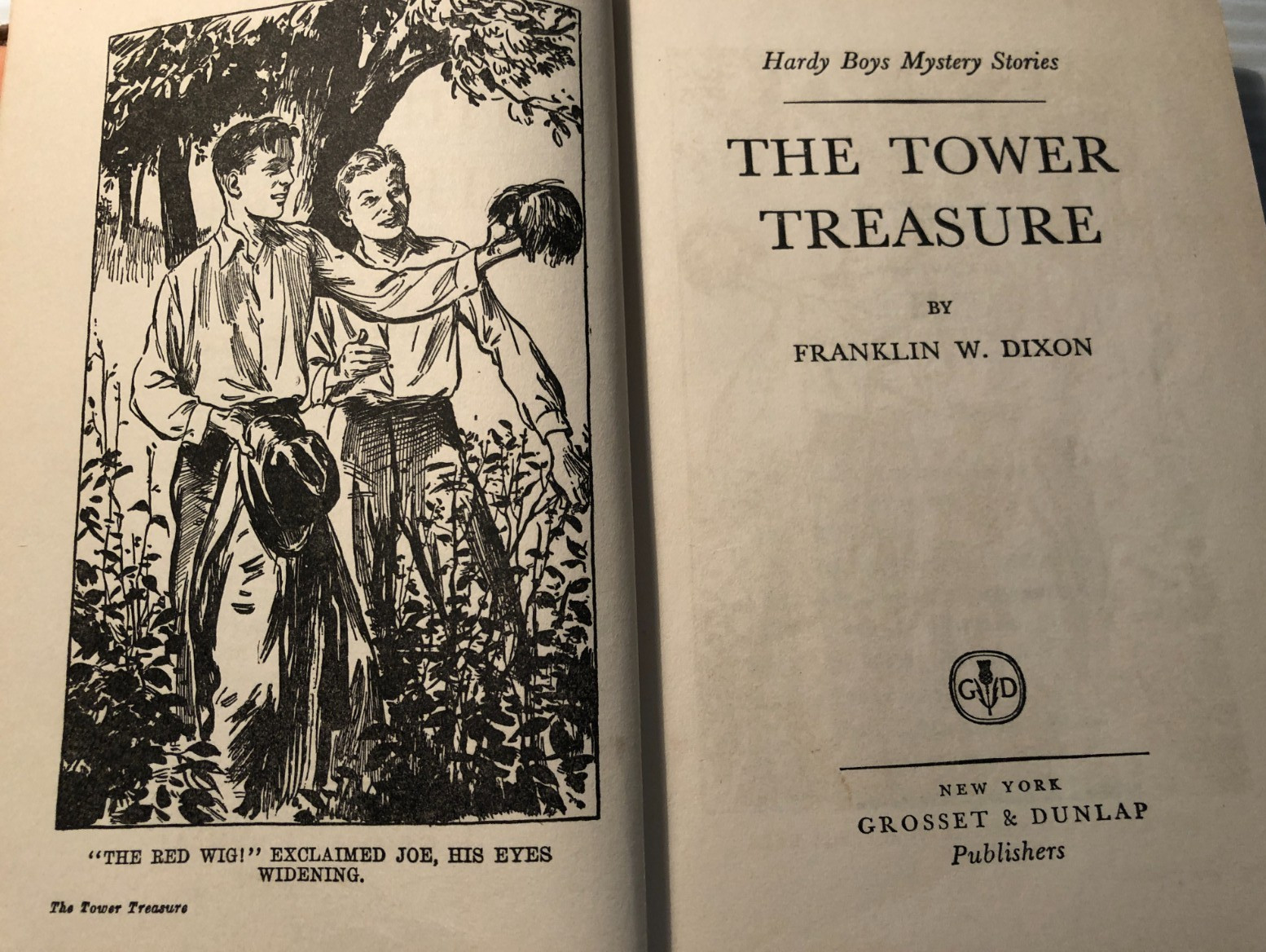 b The TOWER TREASURE by Franklin Dixon 1927 Grosset & Dunlap HARDY BOYS