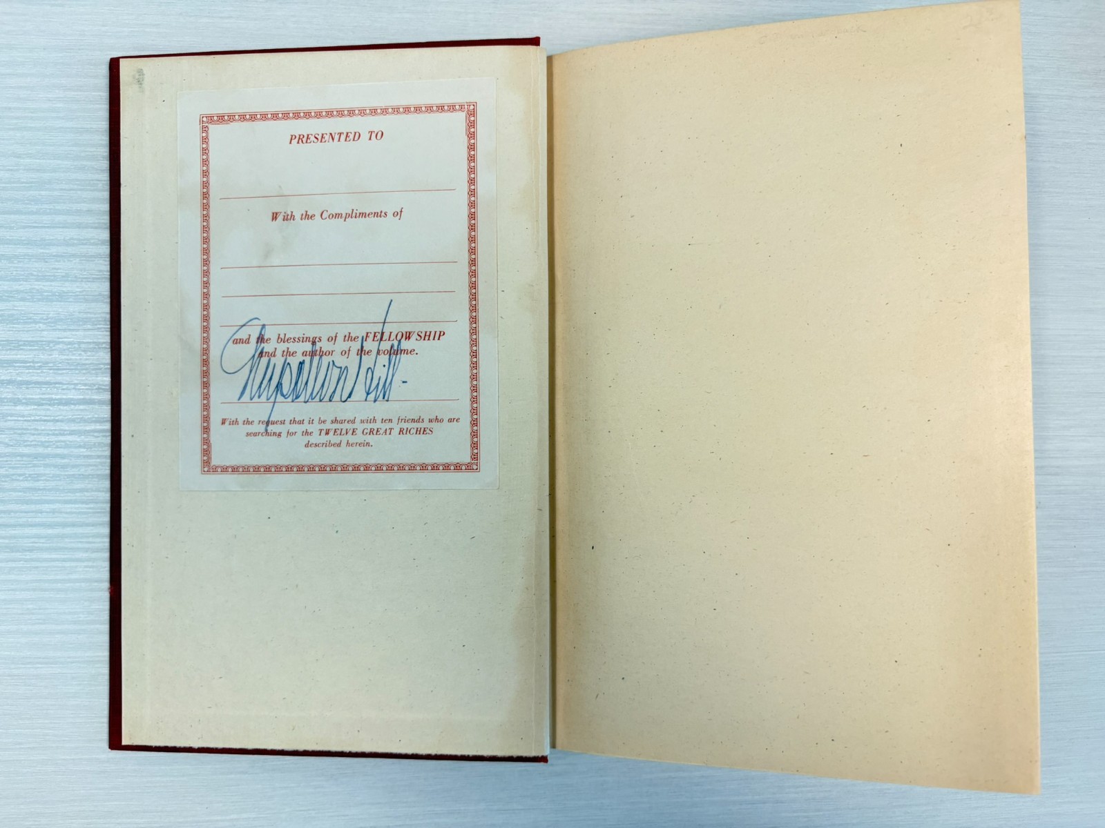Master Key to Riches Napoleon Hill 1945 First Edition SIGNED Bookplate Willing